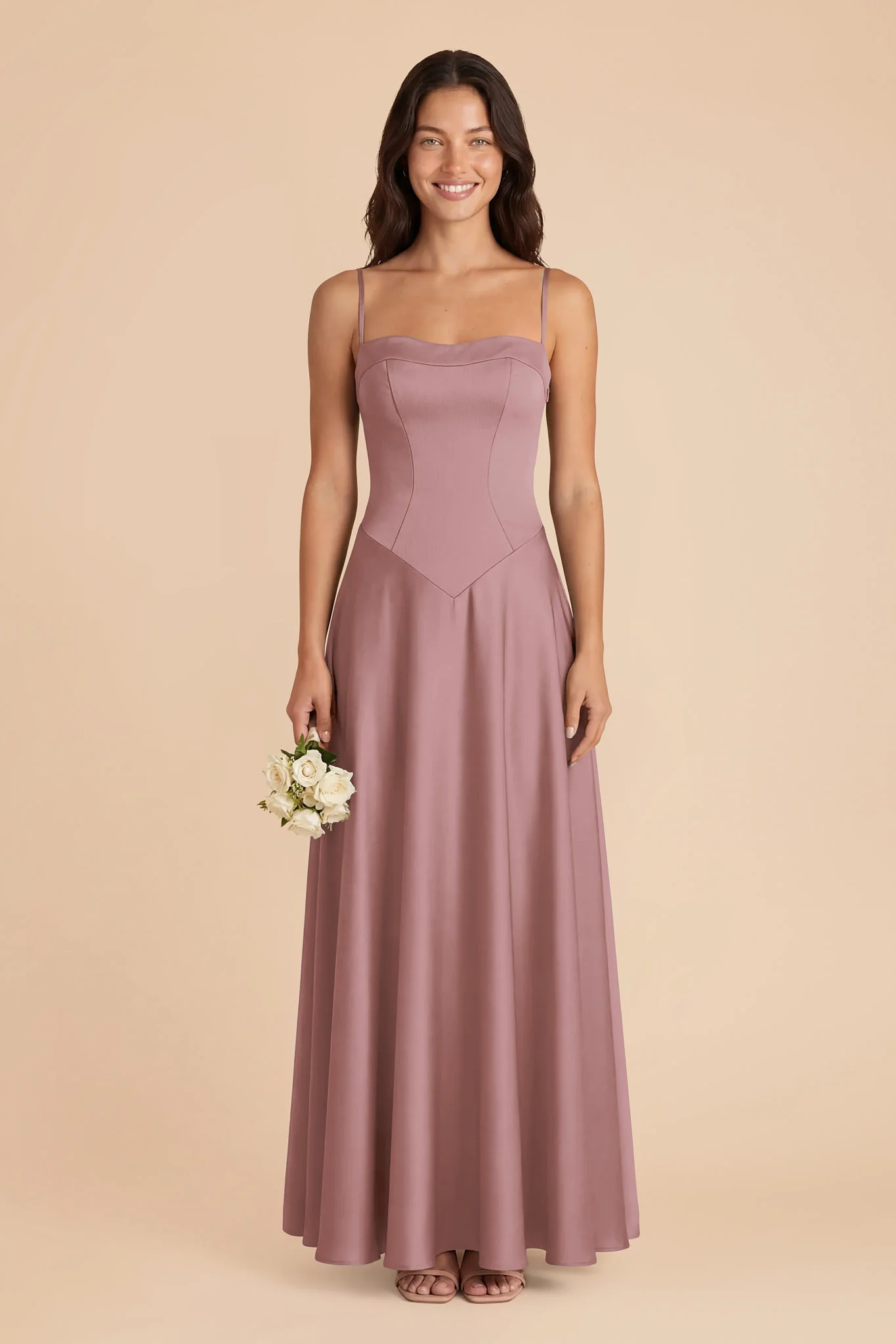 Mary Matte Satin Dress - Dark Mauve