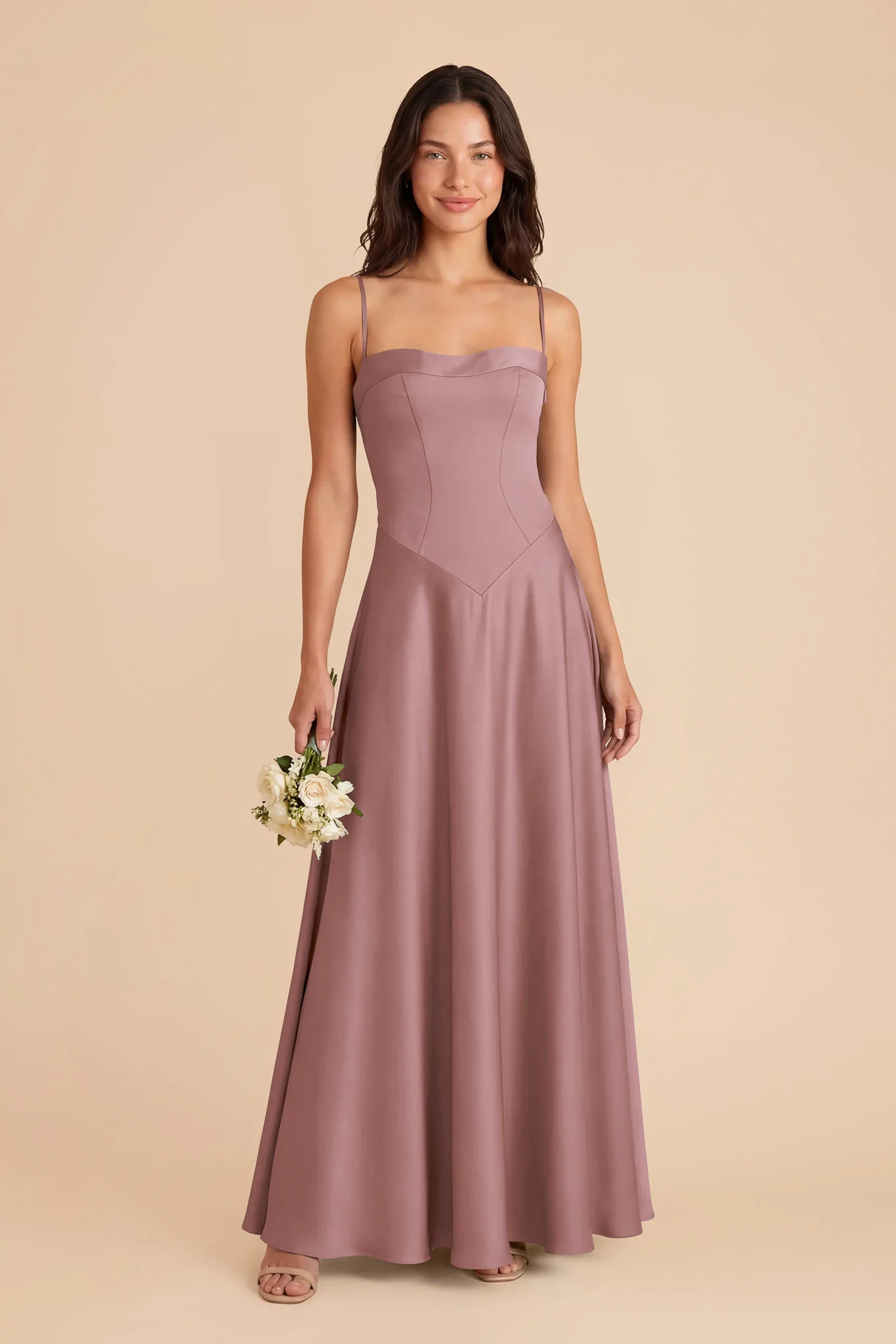 Mary Matte Satin Dress - Dark Mauve - Image 2