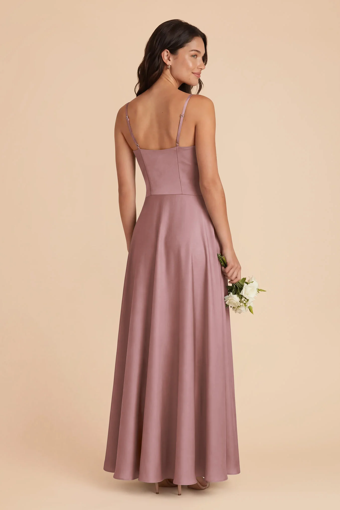 Mary Matte Satin Dress - Dark Mauve - Image 3