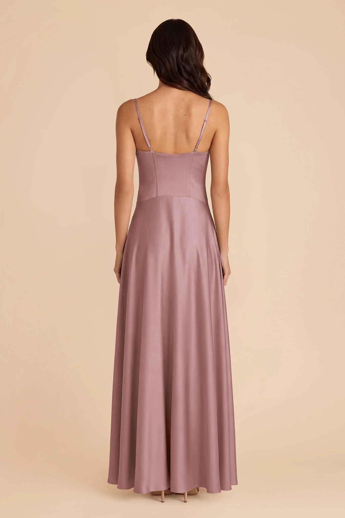 Mary Matte Satin Dress - Dark Mauve - Image 4