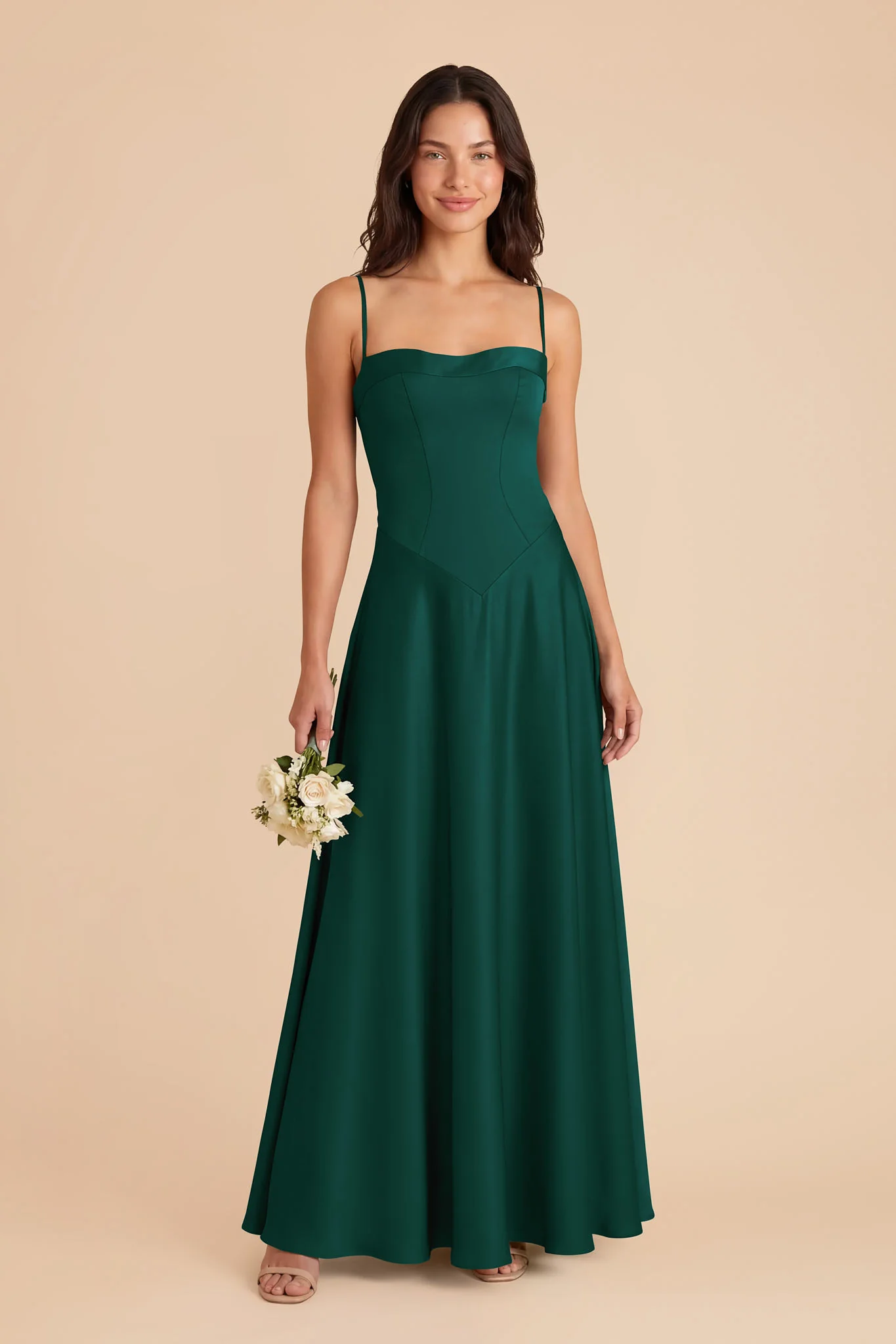 Mary Matte Satin Dress - Emerald - Image 2