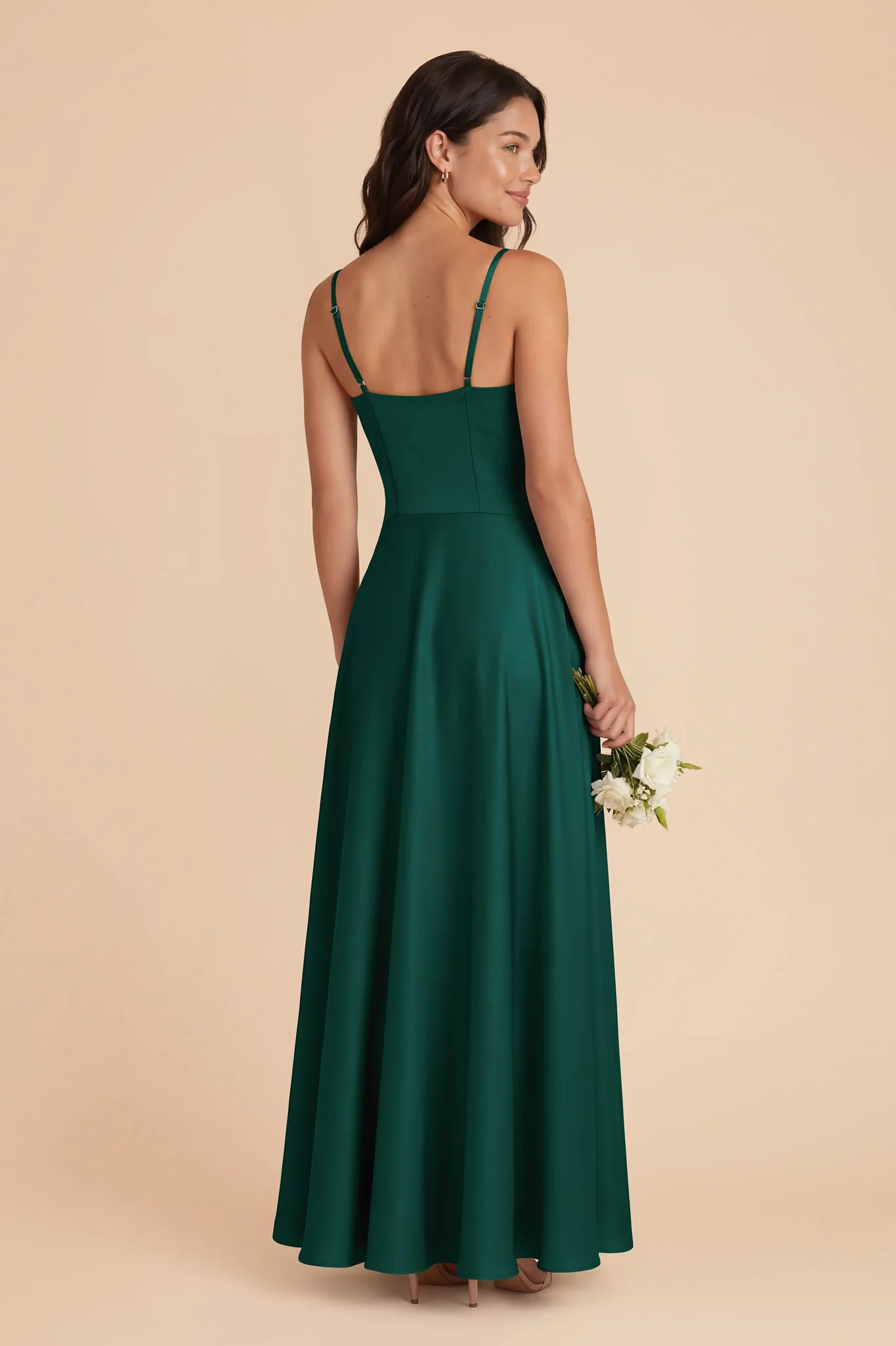 Mary Matte Satin Dress - Emerald - Image 3