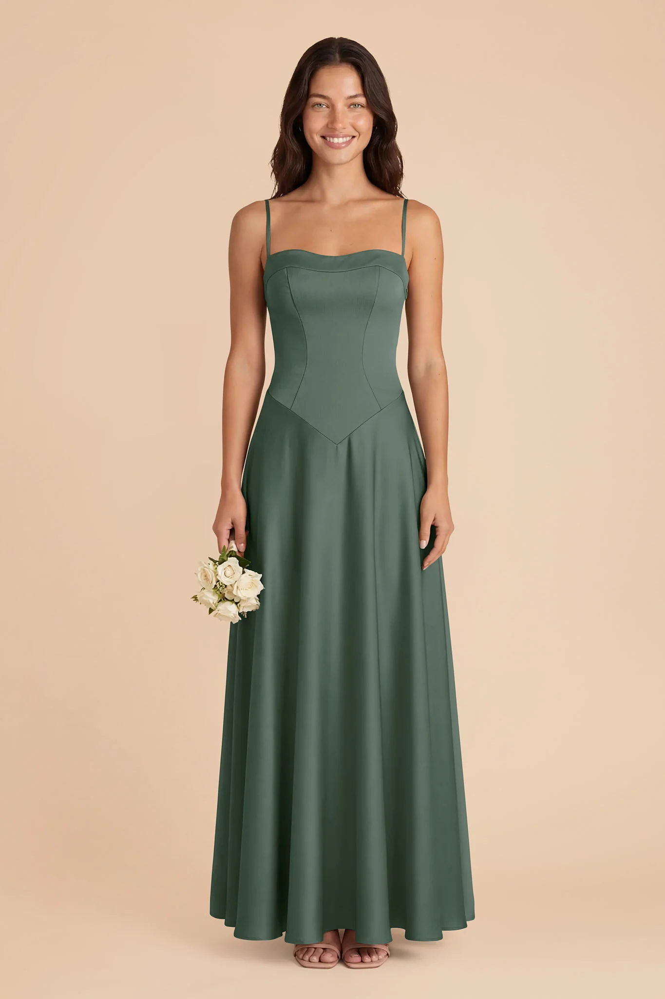 Mary Matte Satin Dress - Eucalyptus