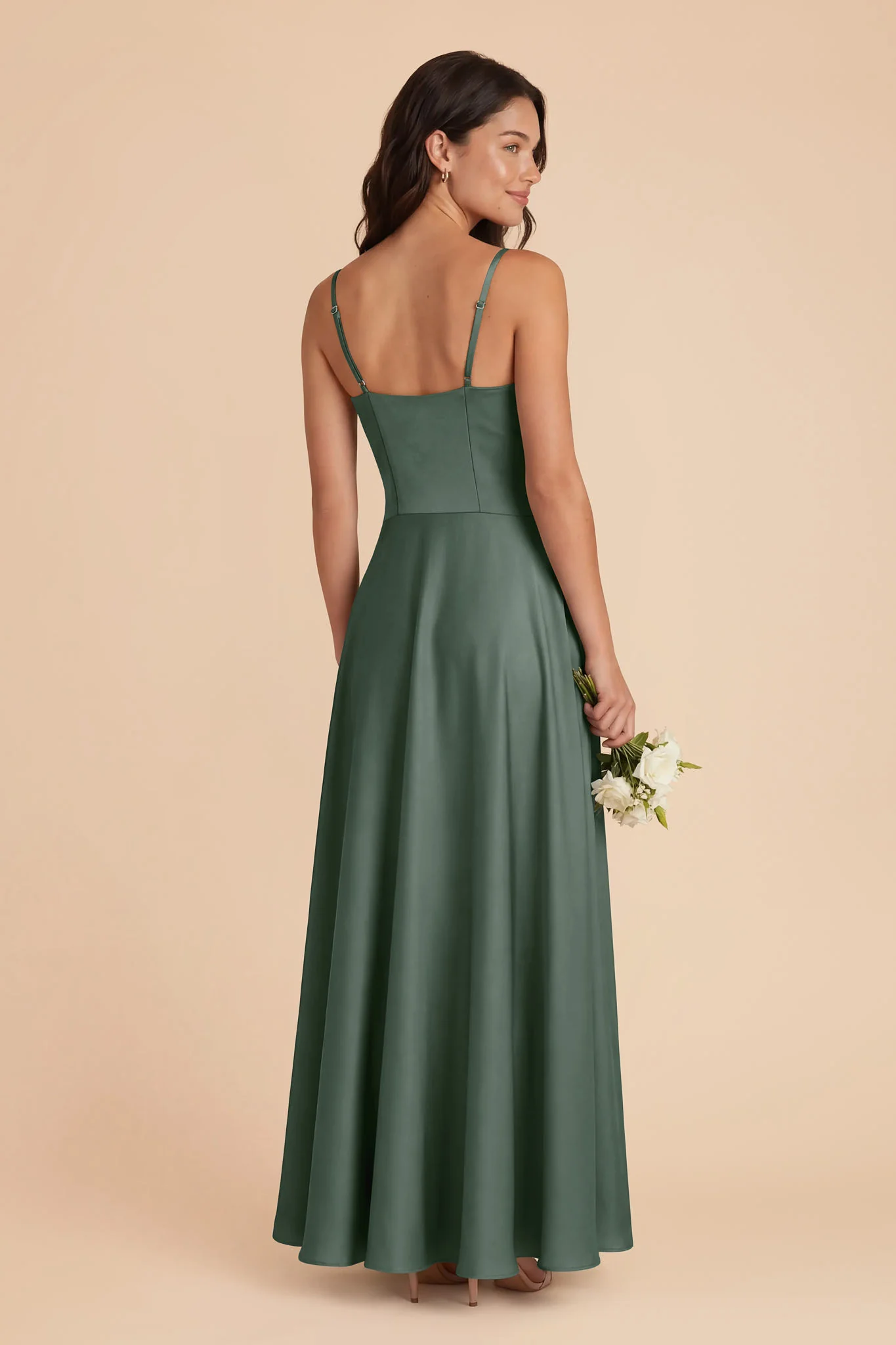 Mary Matte Satin Dress - Eucalyptus - Image 3