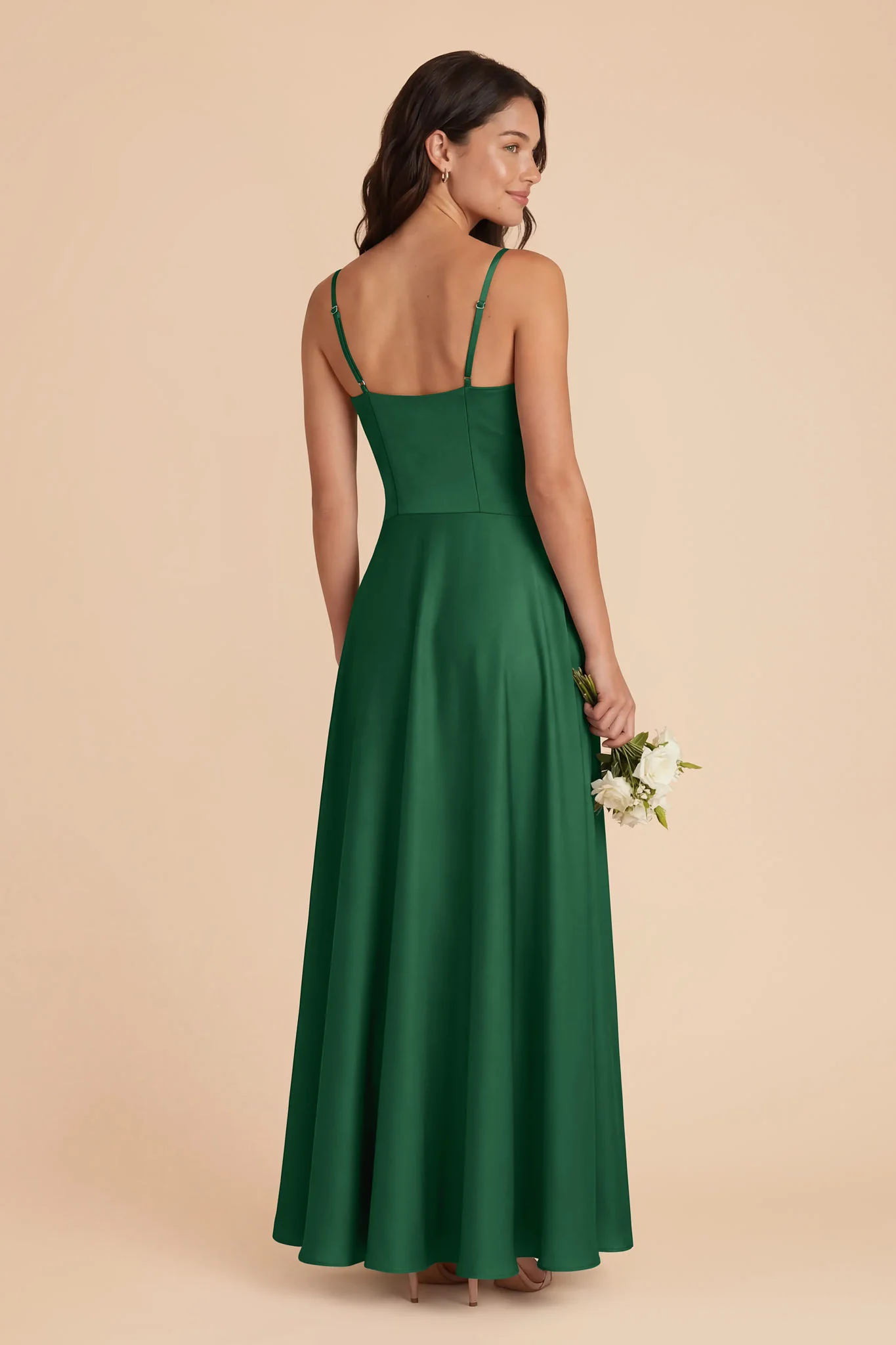 Mary Matte Satin Dress - Forest Green - Image 3