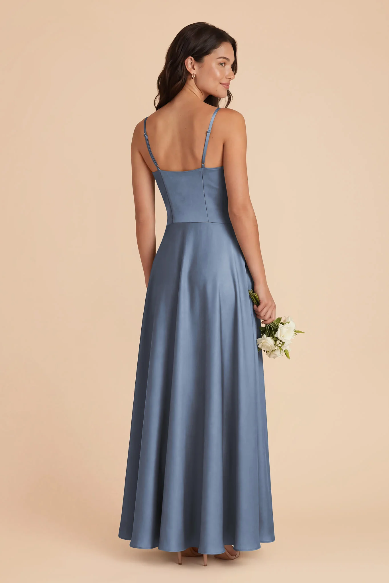 Mary Matte Satin Dress - French Blue - Image 3