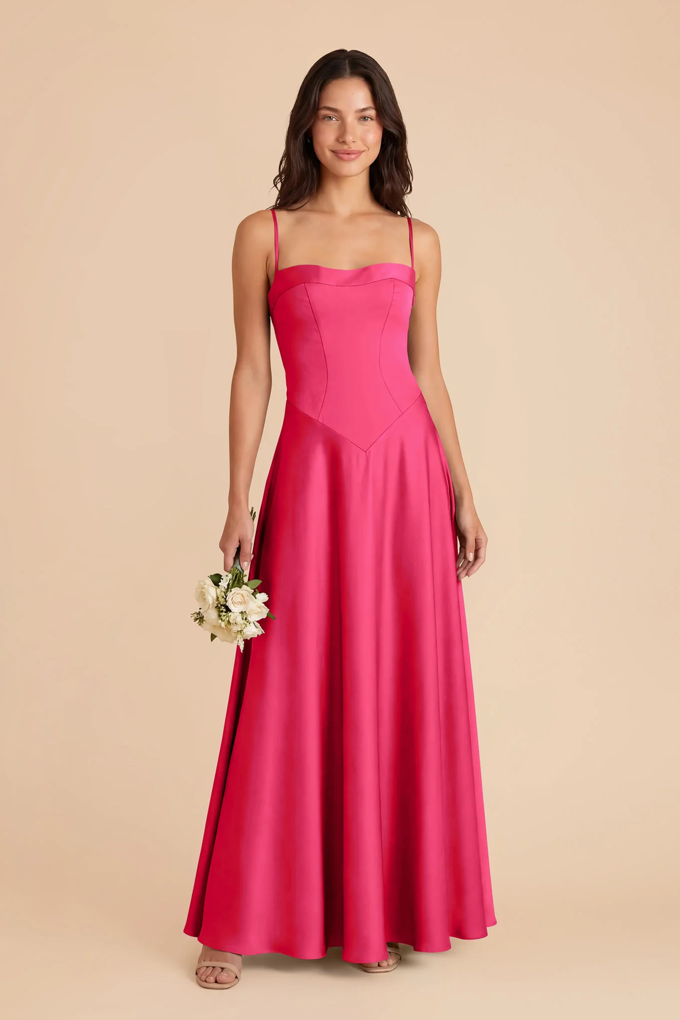 Mary Matte Satin Dress - Fuchsia - Image 2