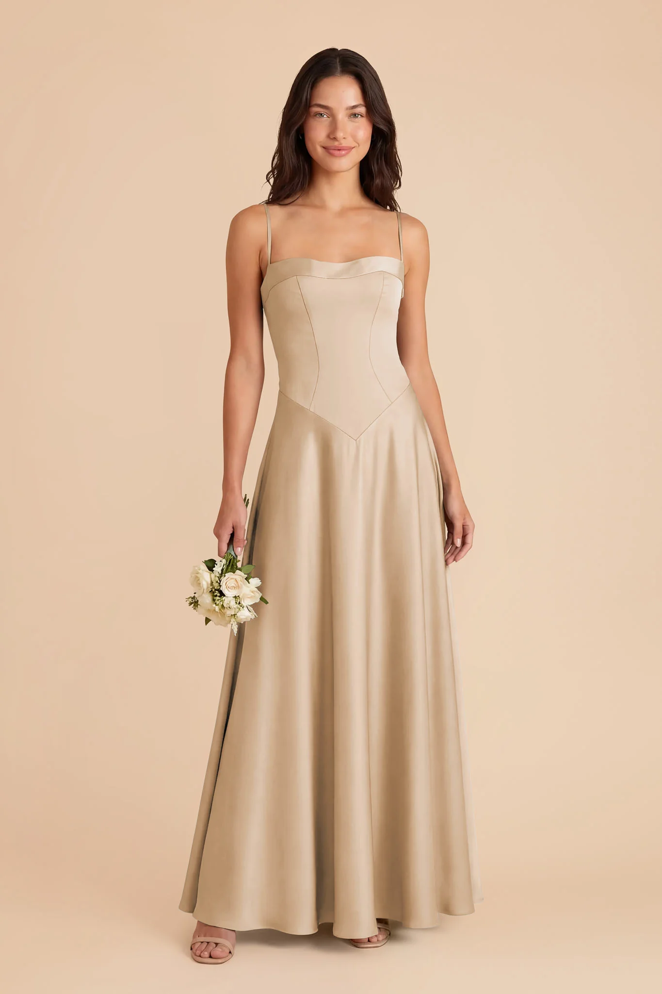 Mary Matte Satin Dress - Gold - Image 2