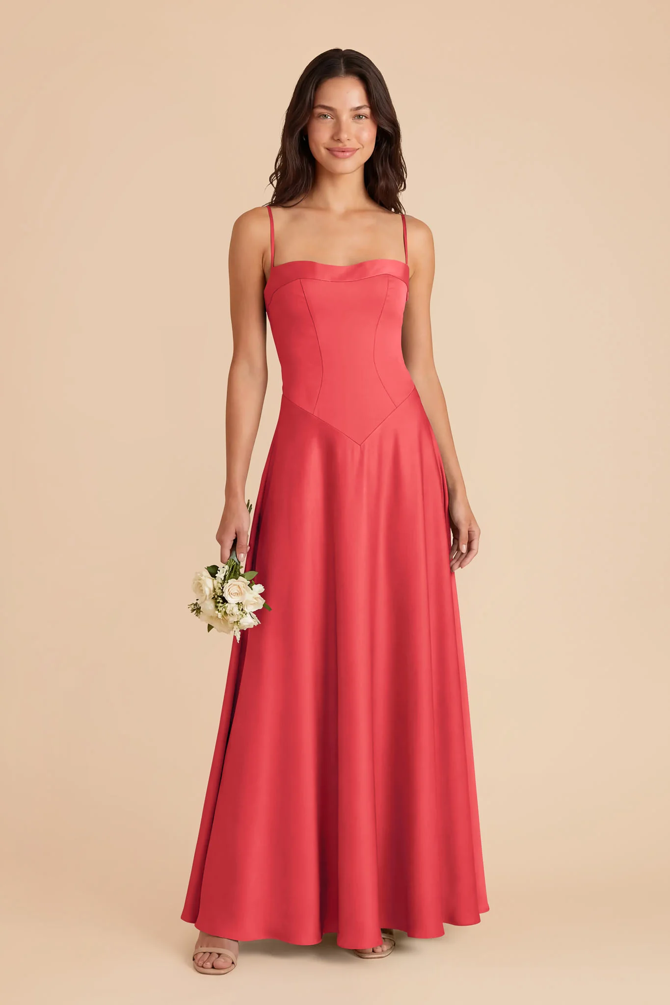 Mary Matte Satin Dress - Guava - Image 2