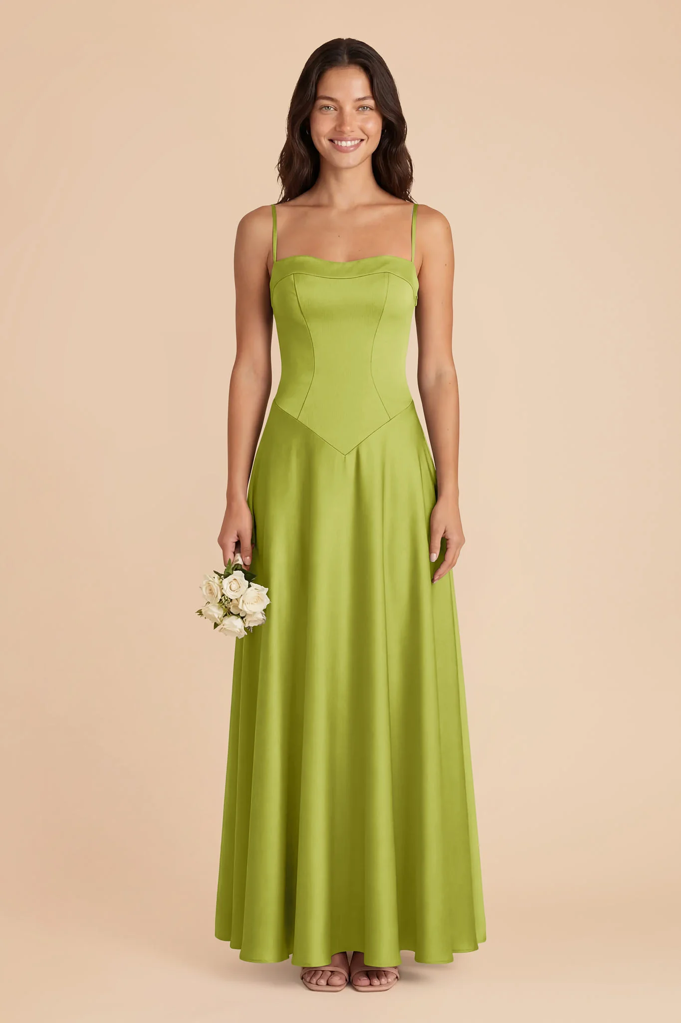 Mary Matte Satin Dress - Matcha