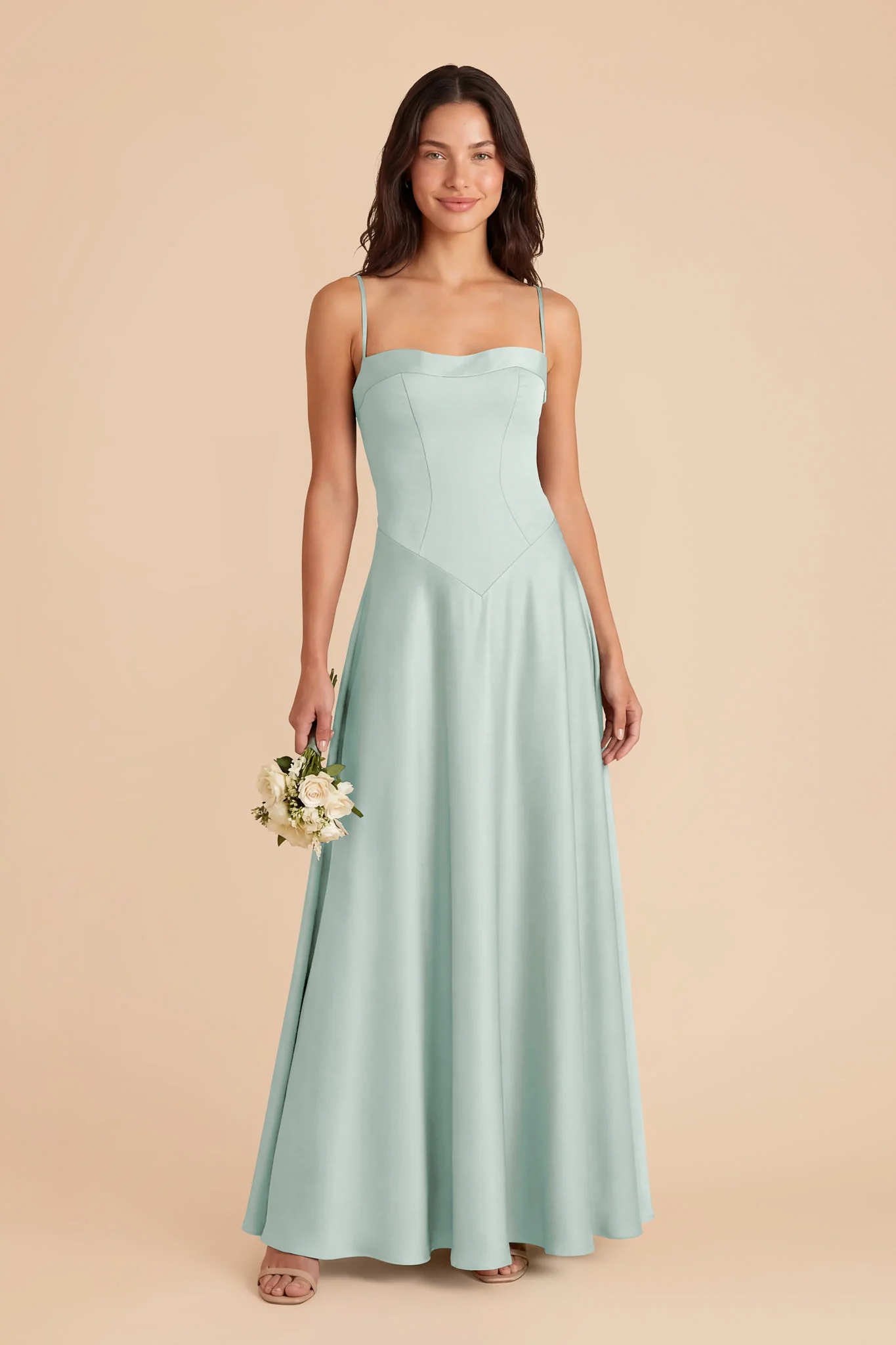 Mary Matte Satin Dress - Mint - Image 2