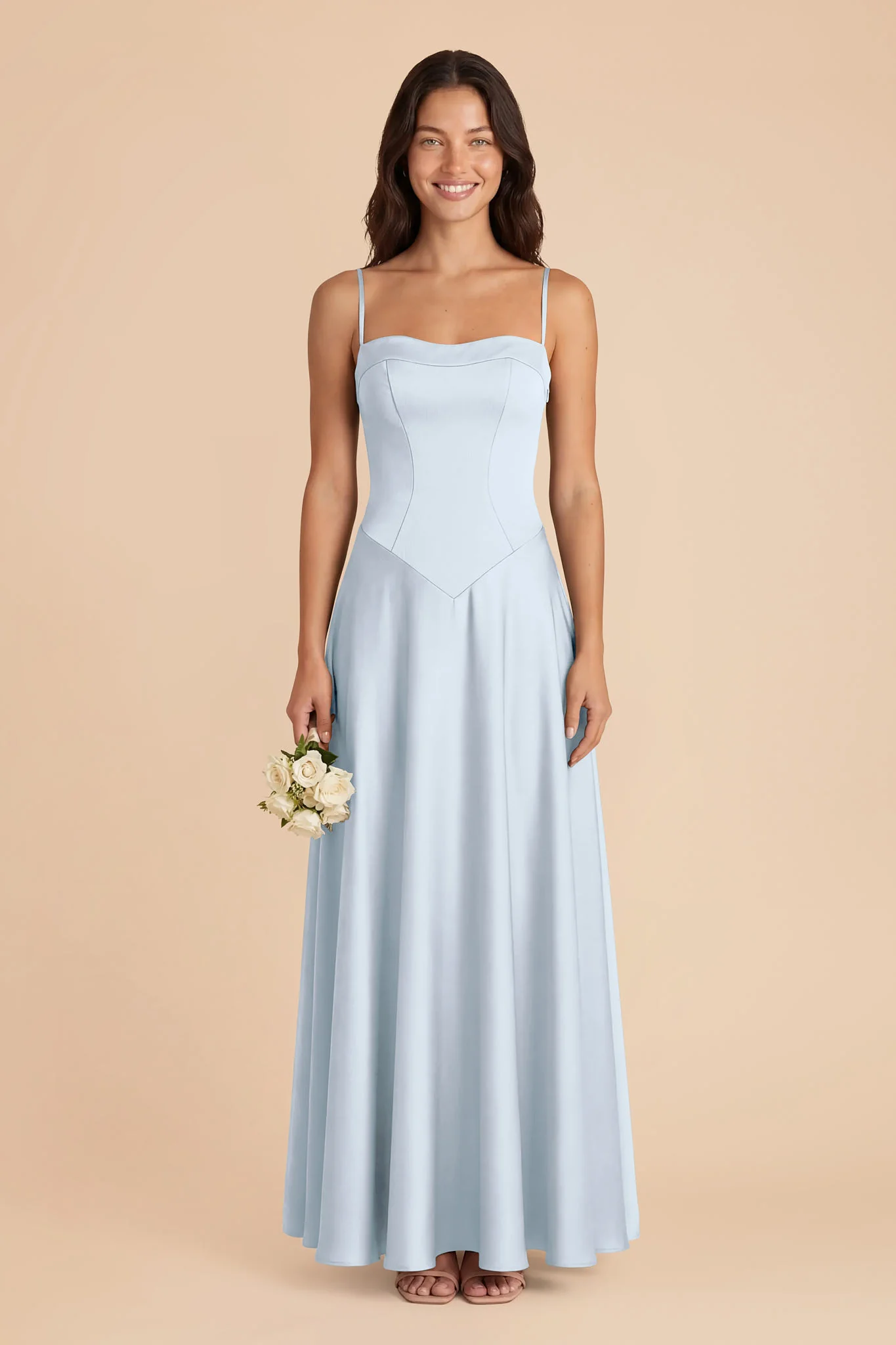 Mary Matte Satin Dress - Mist Blue