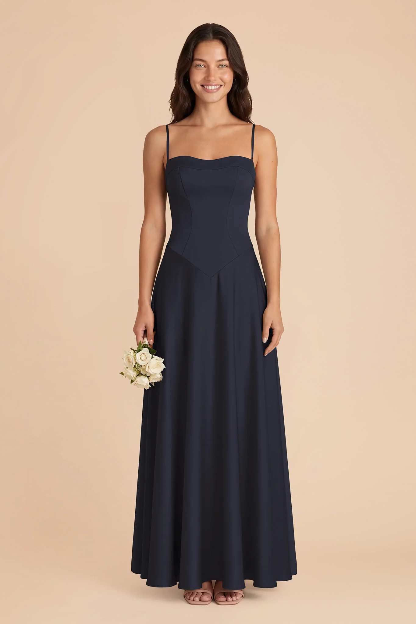 Mary Matte Satin Dress - Navy