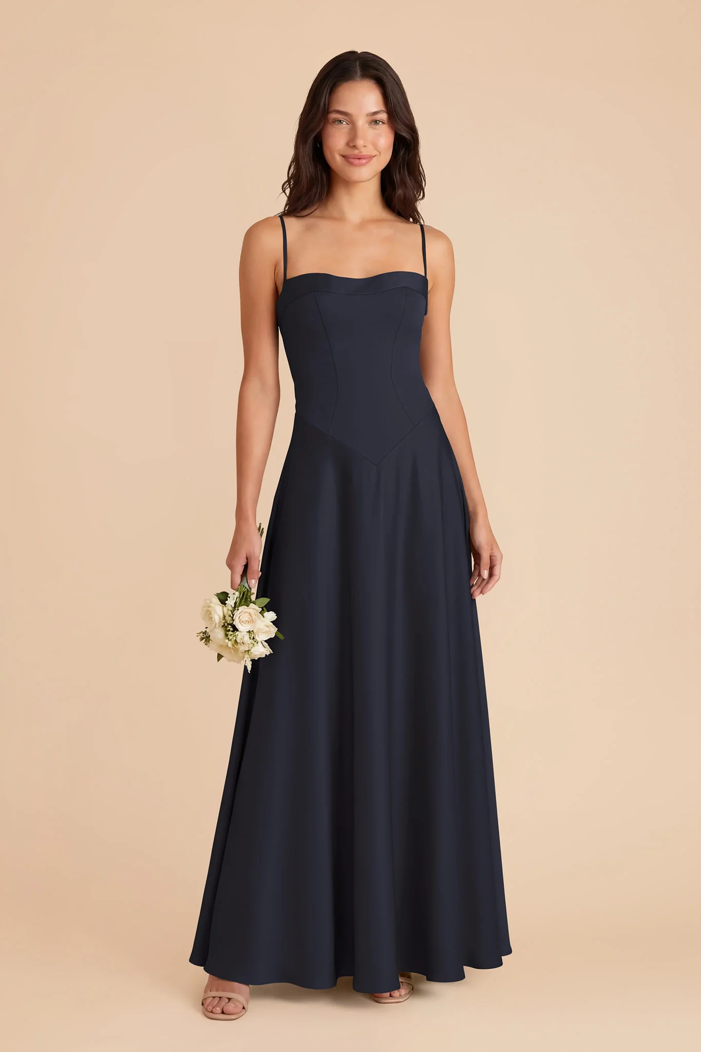 Mary Matte Satin Dress - Navy - Image 2