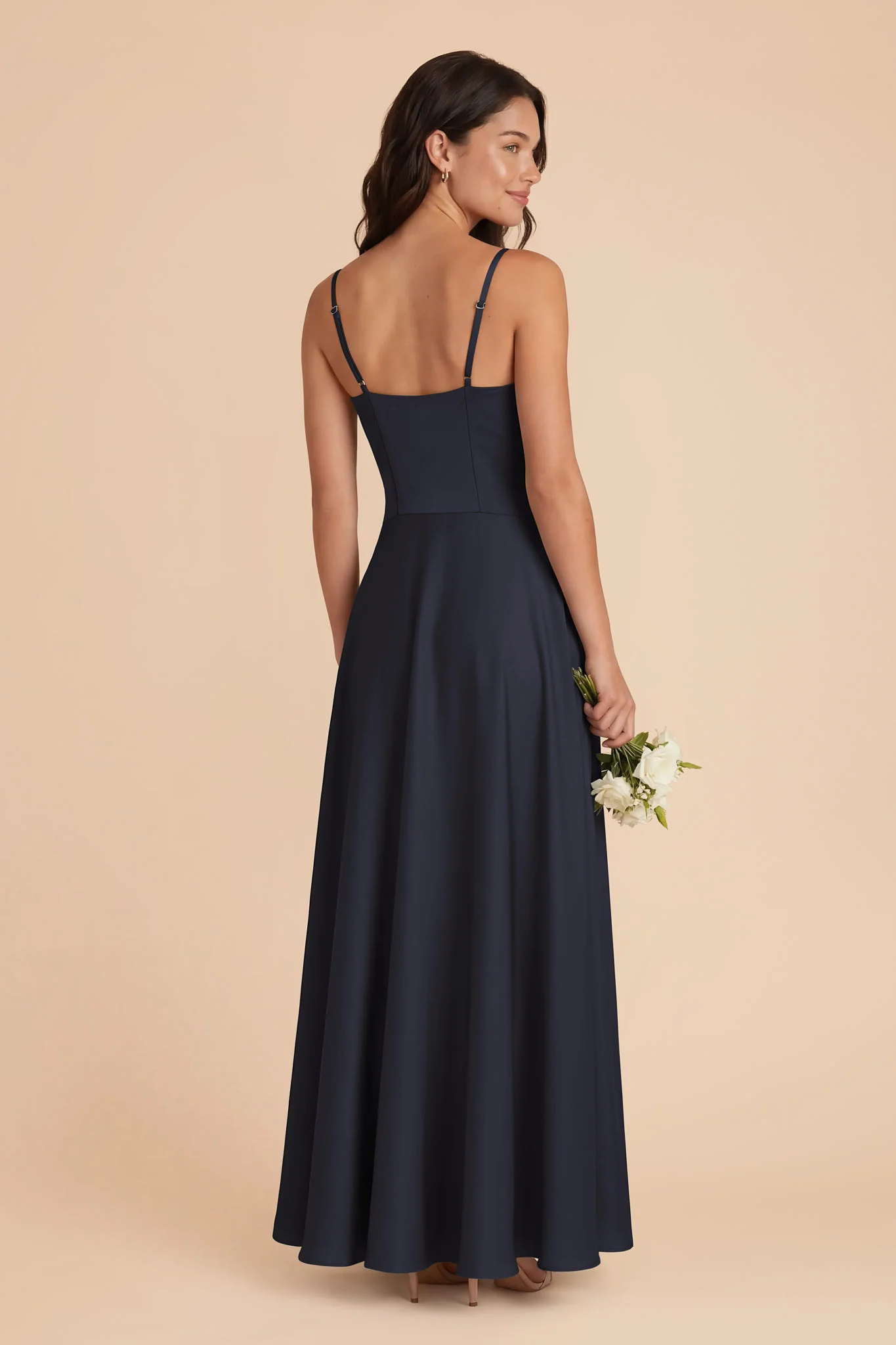 Mary Matte Satin Dress - Navy - Image 3