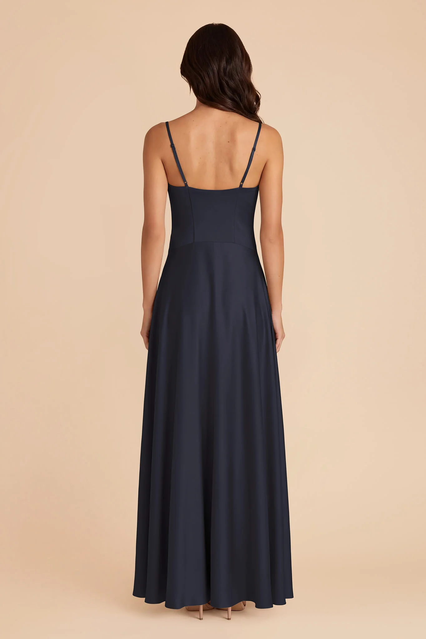 Mary Matte Satin Dress - Navy - Image 4