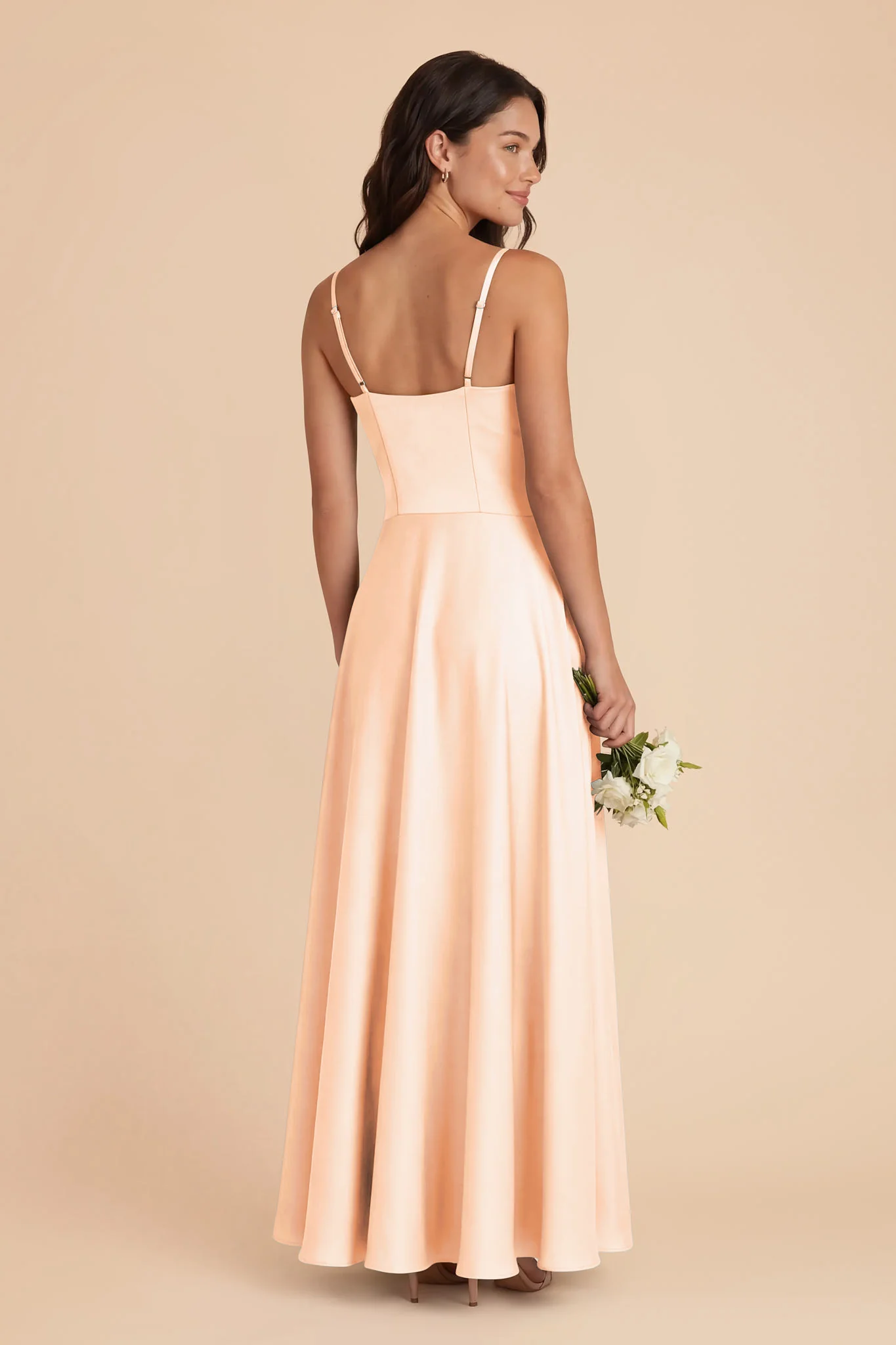 Mary Matte Satin Dress - Peach Cream - Image 3