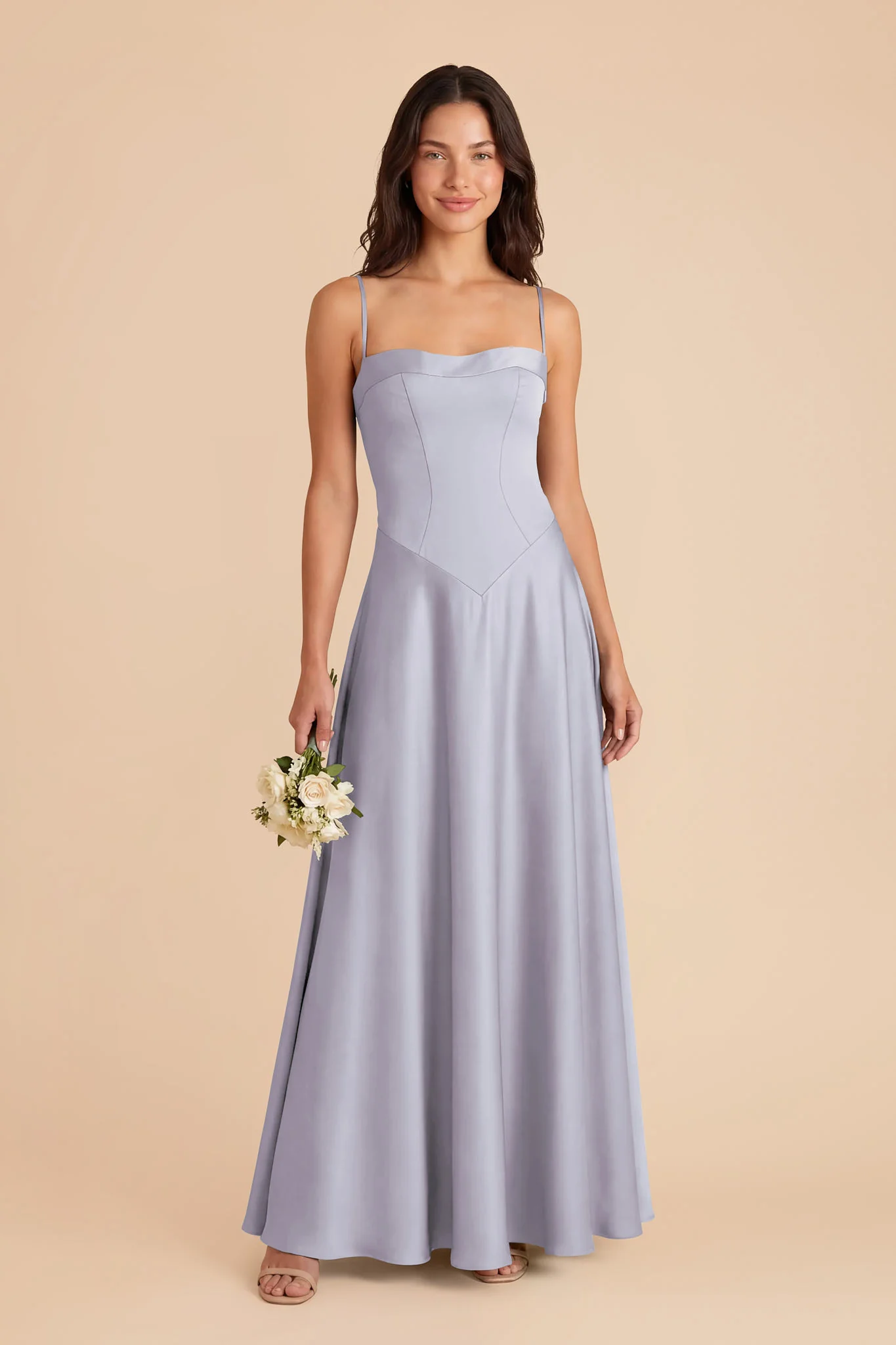 Mary Matte Satin Dress - Periwinkle Blue - Image 2