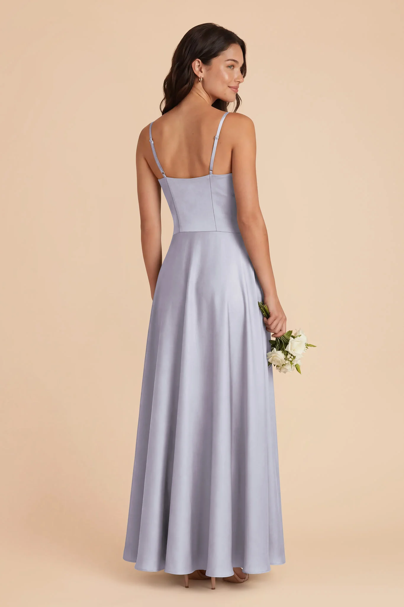 Mary Matte Satin Dress - Periwinkle Blue - Image 3