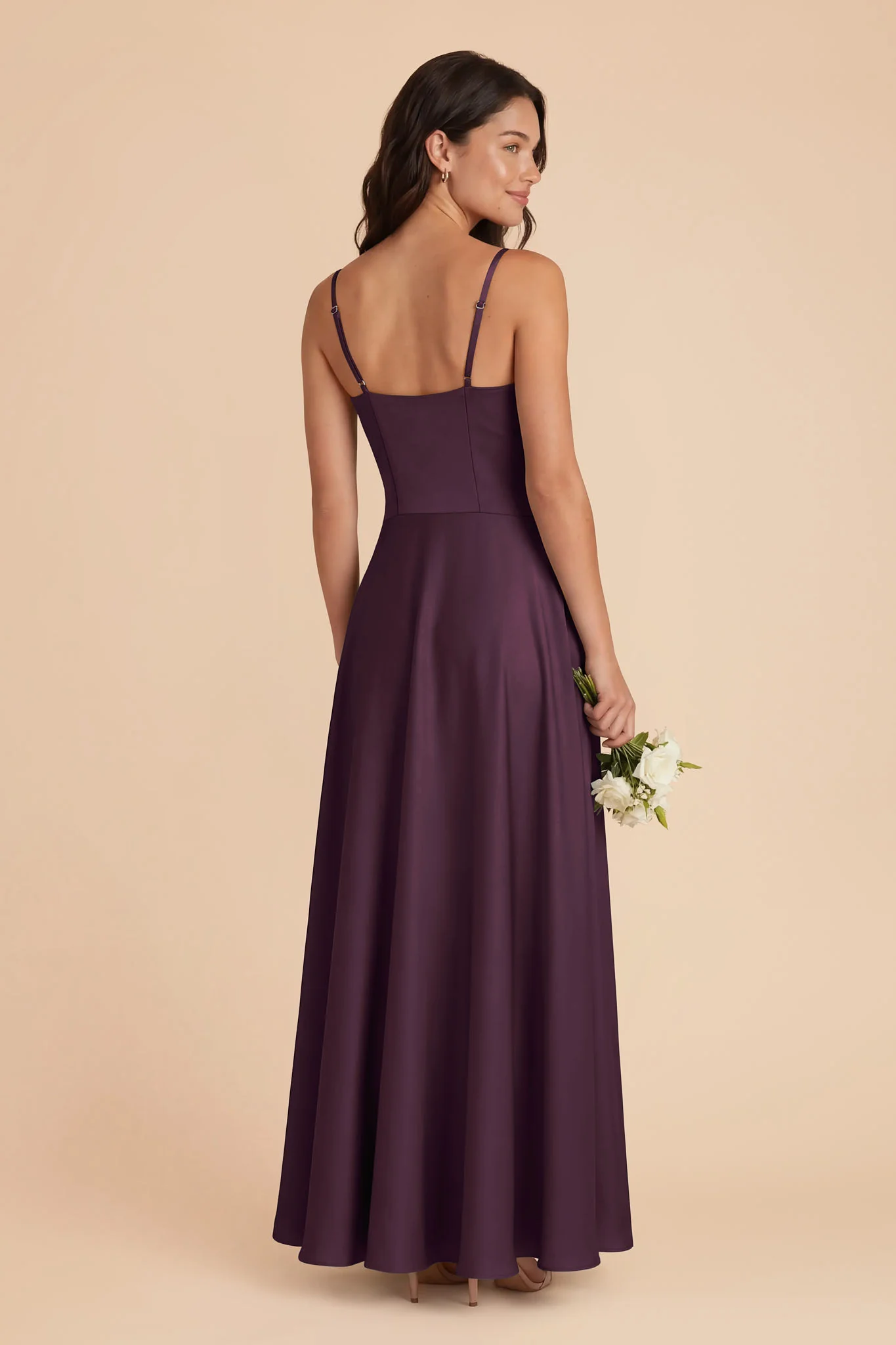 Mary Matte Satin Dress - Plum - Image 3