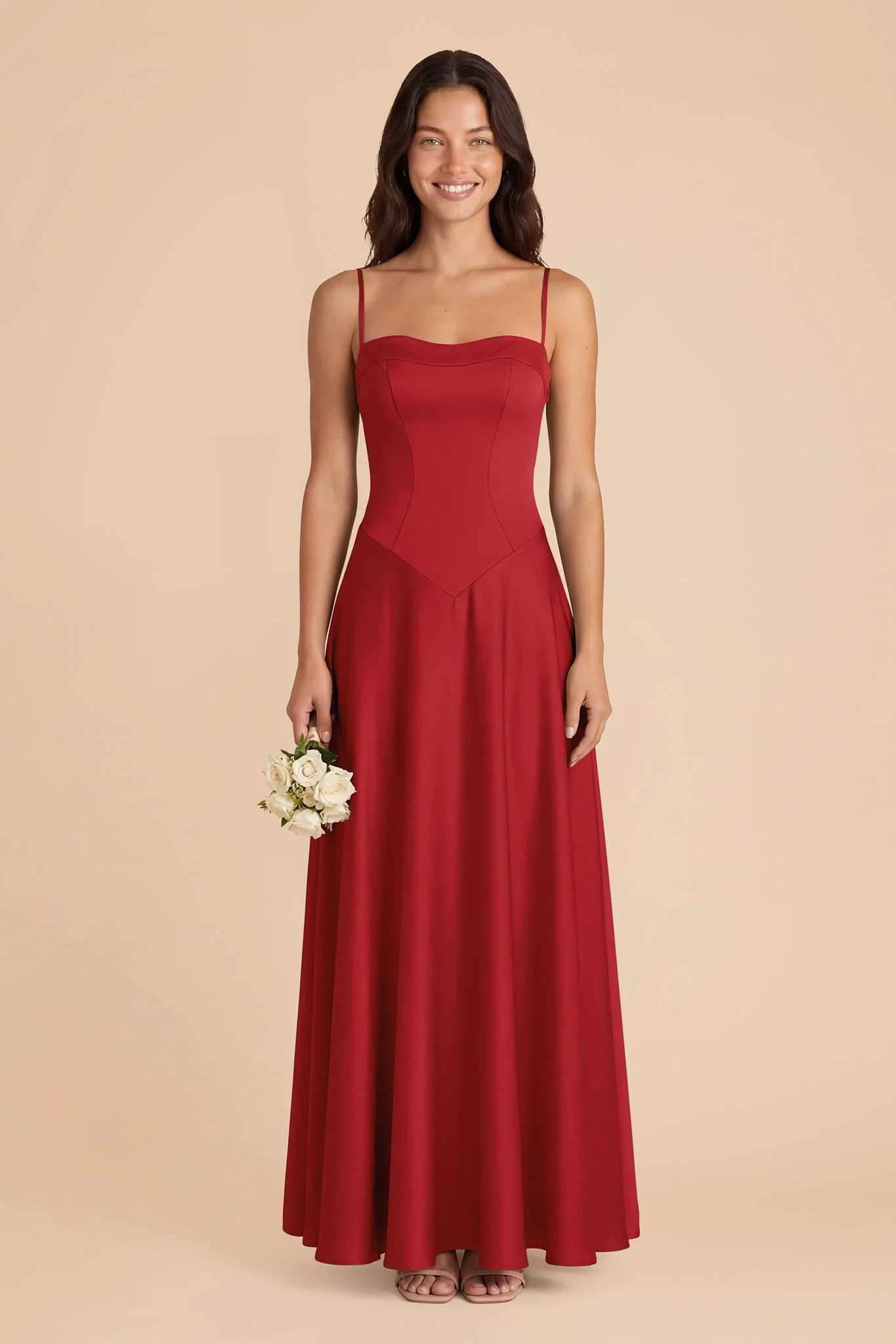 Mary Matte Satin Dress - Ruby Red