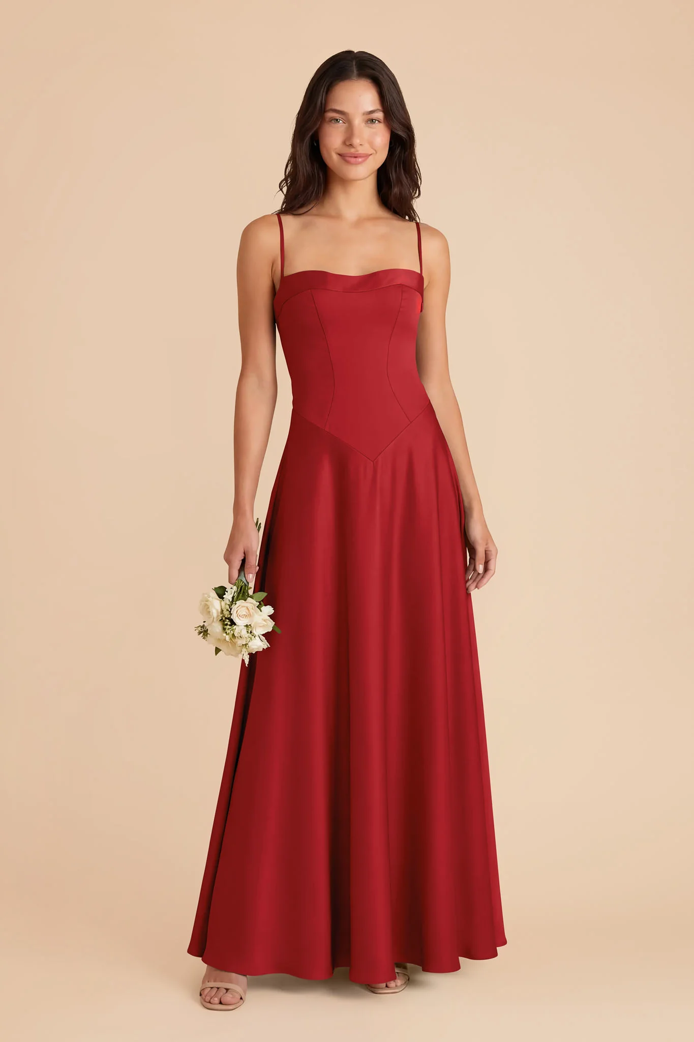 Mary Matte Satin Dress - Ruby Red - Image 2