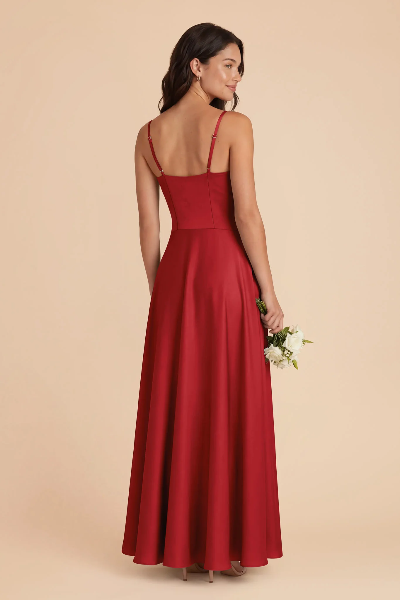 Mary Matte Satin Dress - Ruby Red - Image 3