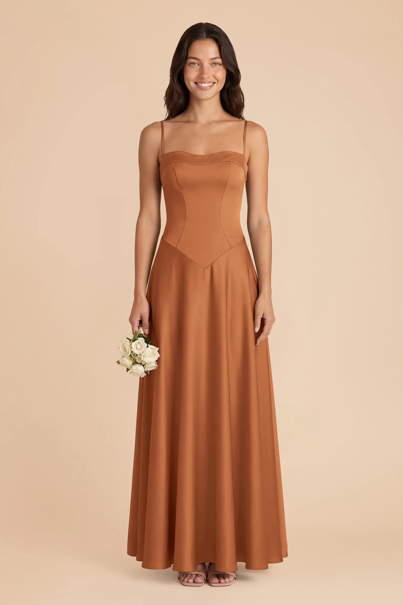 Mary Matte Satin Dress - Rust
