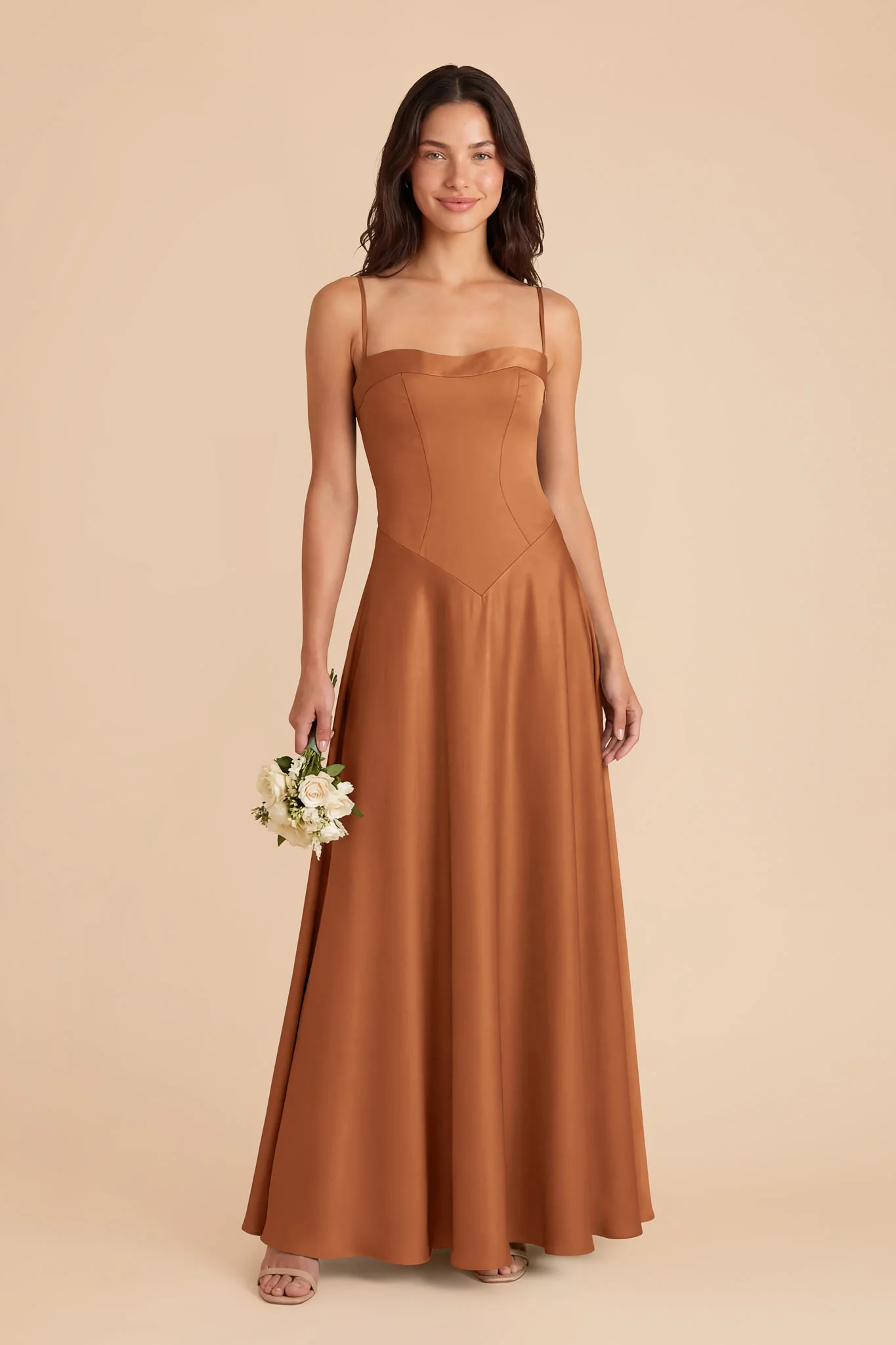 Mary Matte Satin Dress - Rust - Image 2