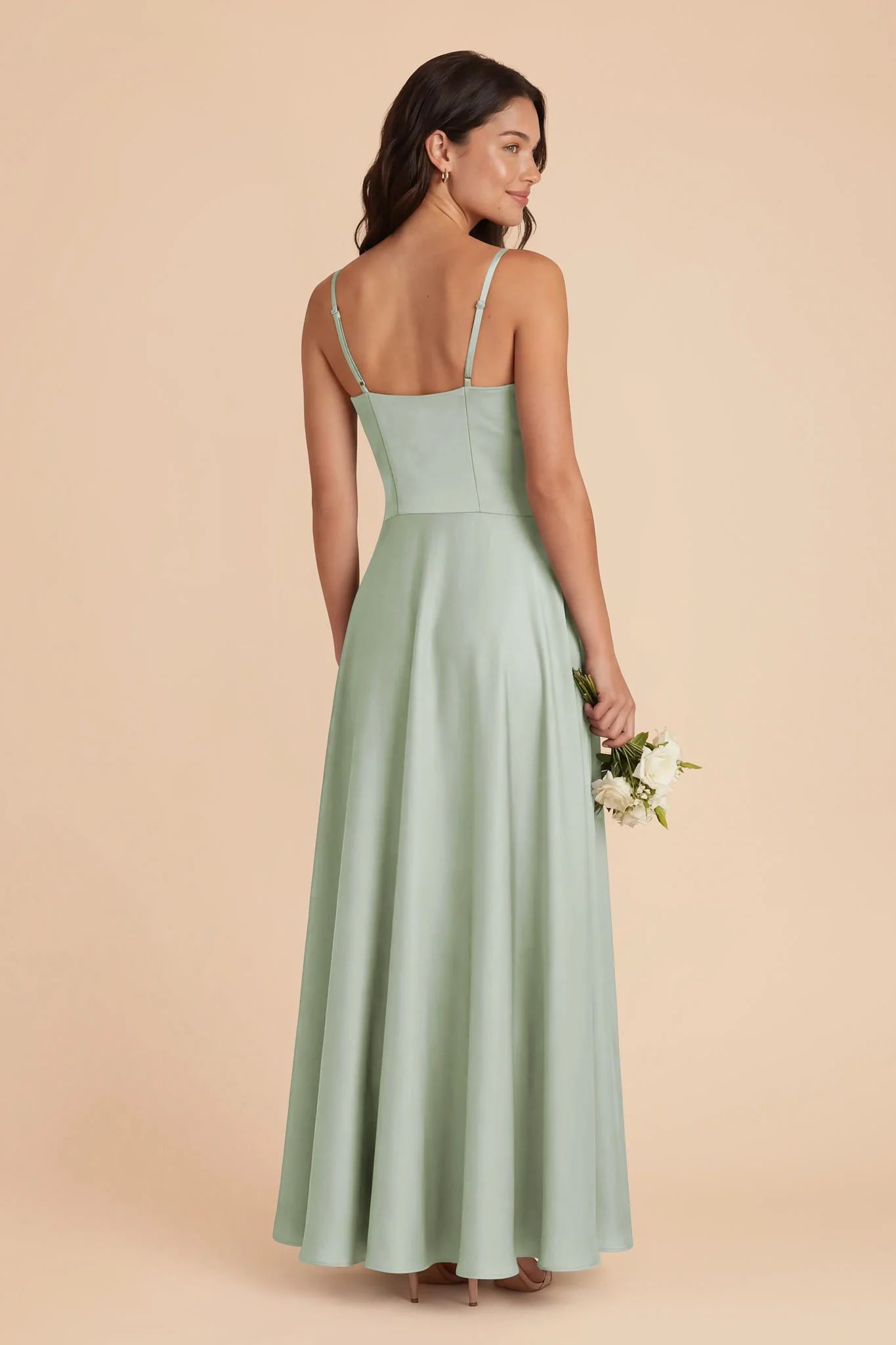 Mary Matte Satin Dress - Sage - Image 3