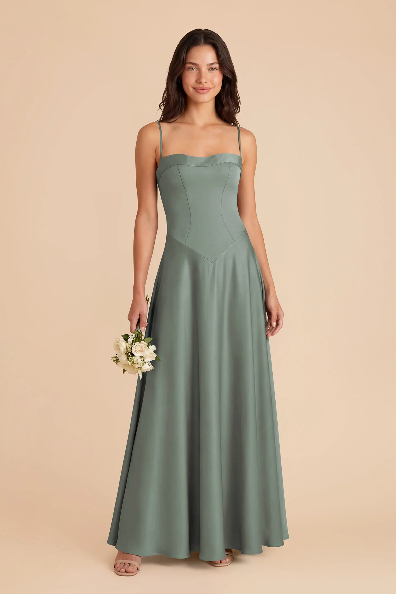 Mary Matte Satin Dress - Sea Glass - Image 2