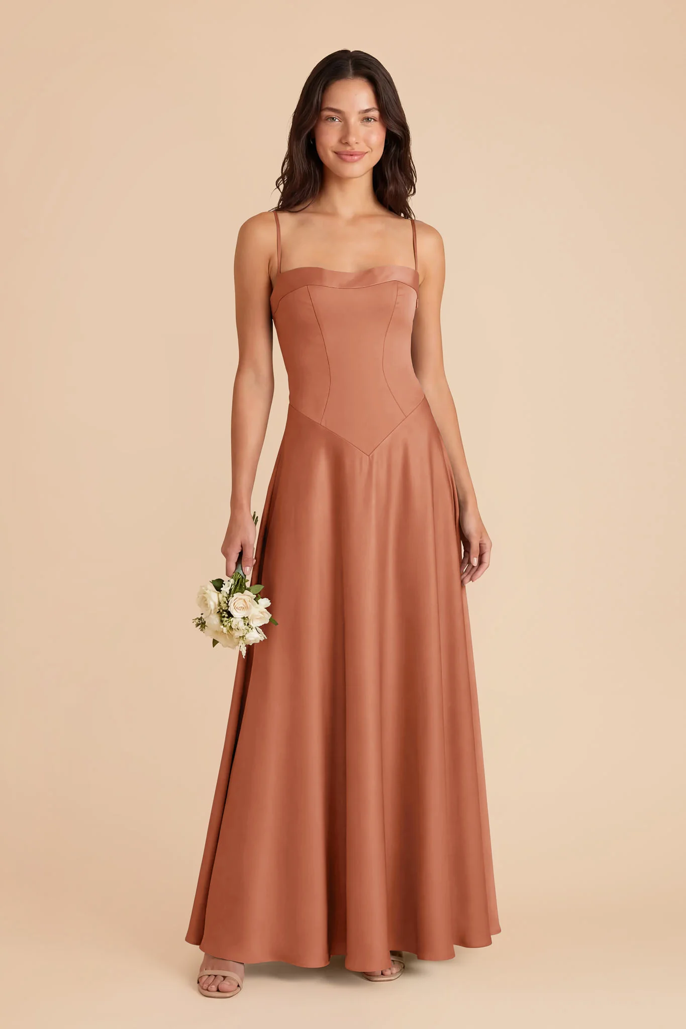 Mary Matte Satin Dress - Terracotta - Image 2