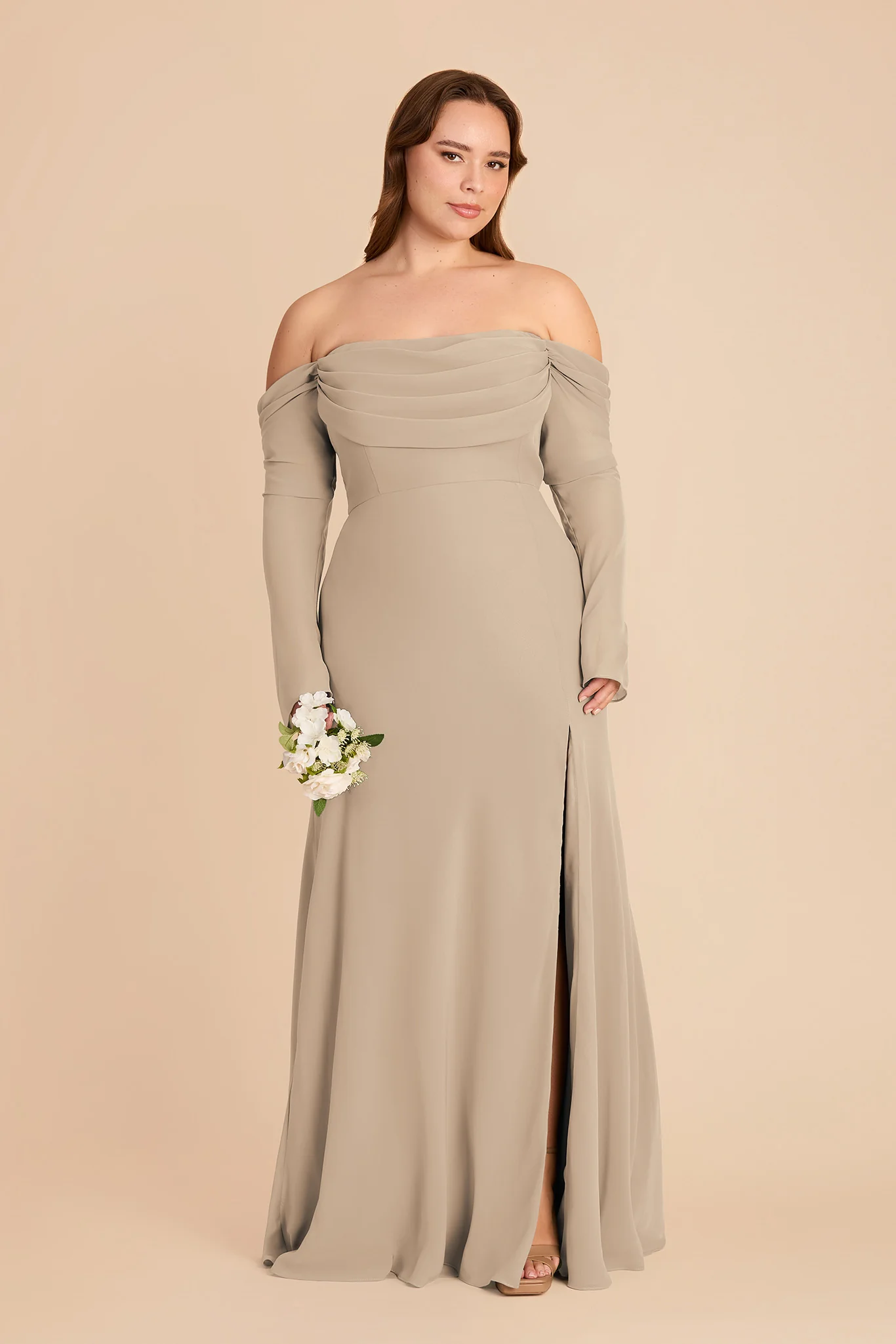 Maya Chiffon Dress - Almond - Image 2