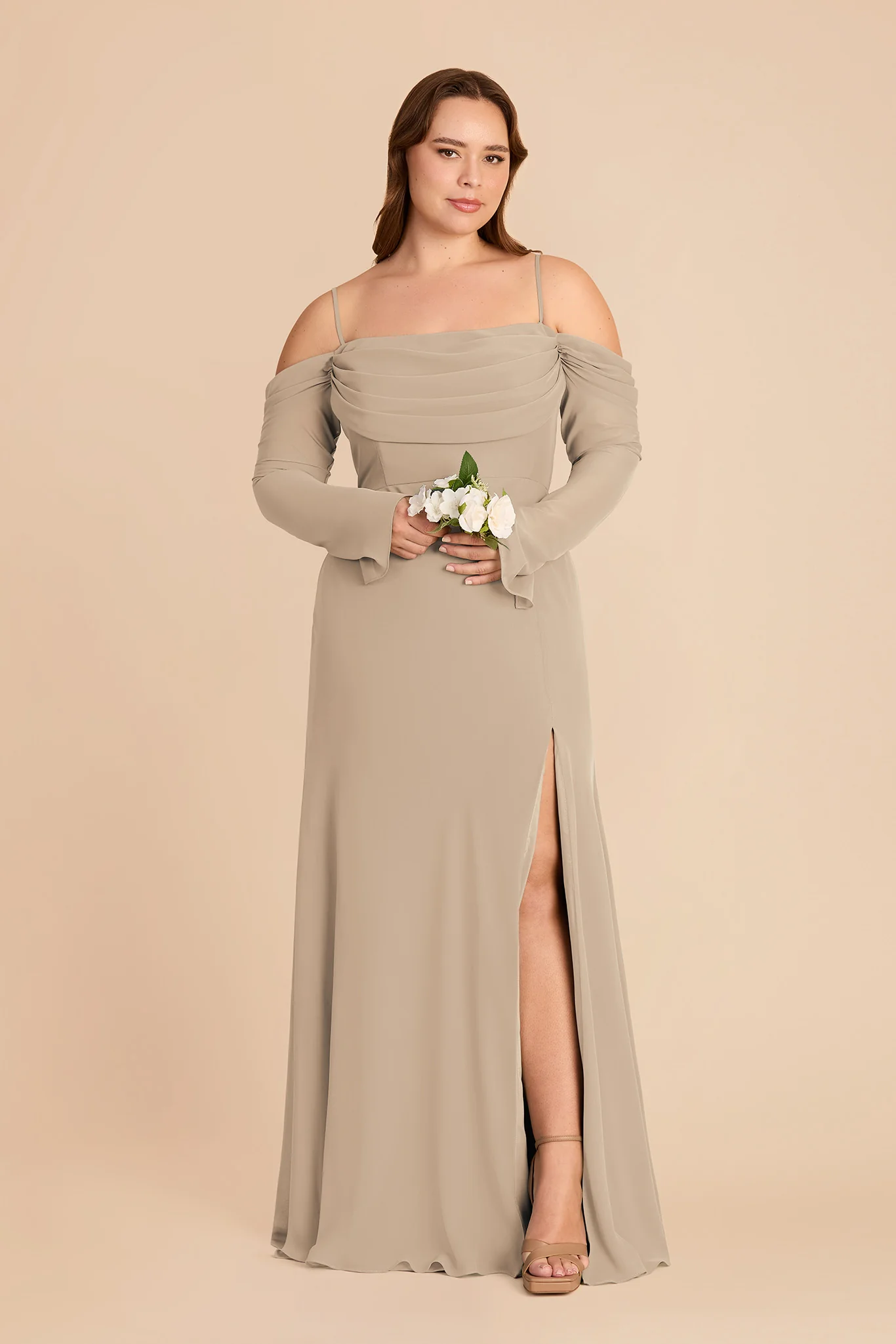 Maya Chiffon Dress - Almond - Image 6