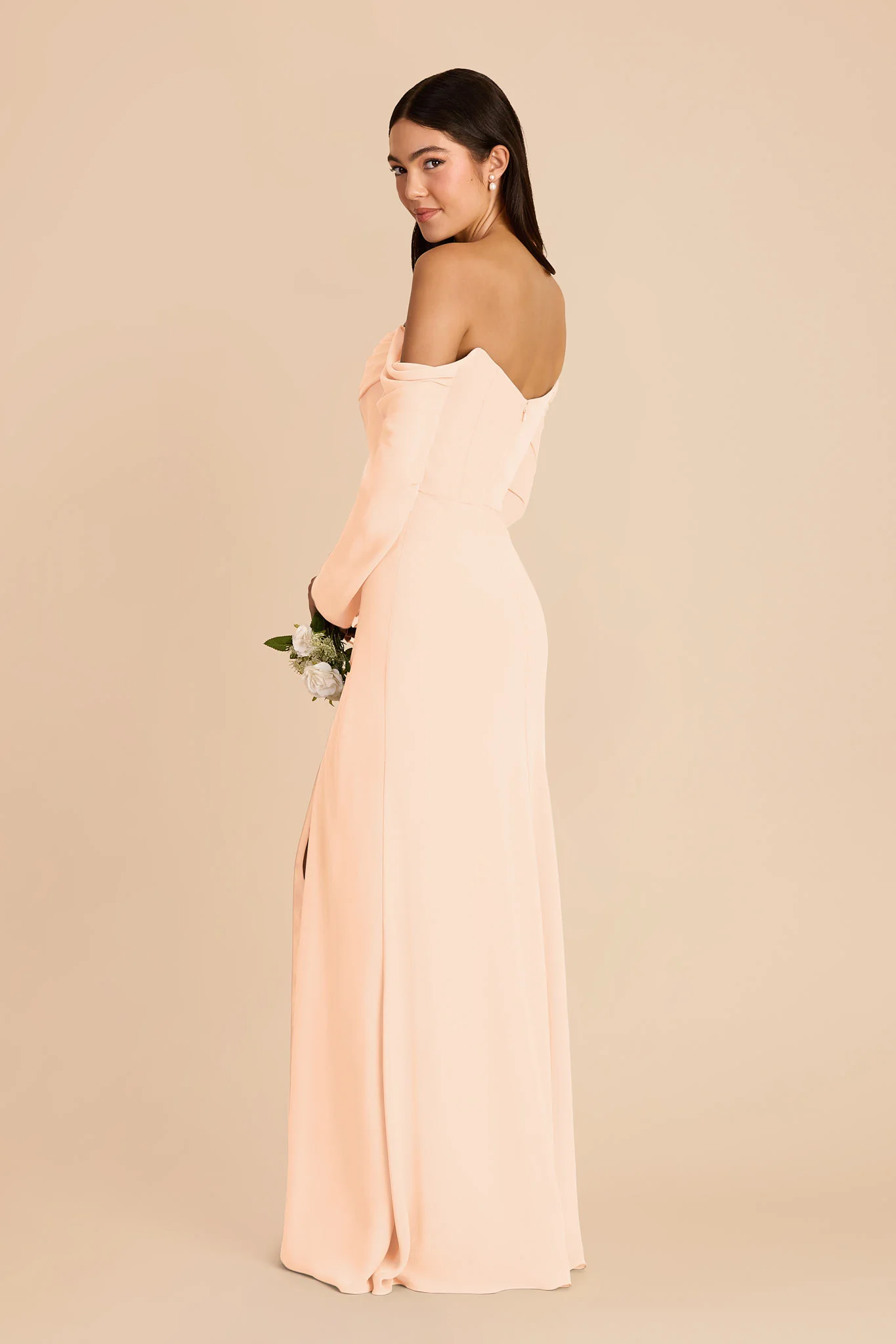 Maya Chiffon Dress - Peach Cream - Image 4