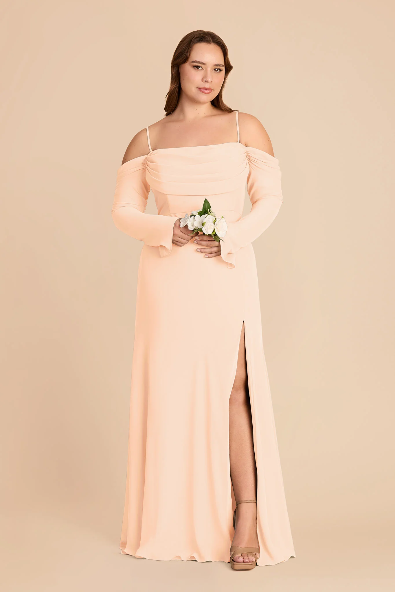 Maya Chiffon Dress - Peach Cream - Image 6
