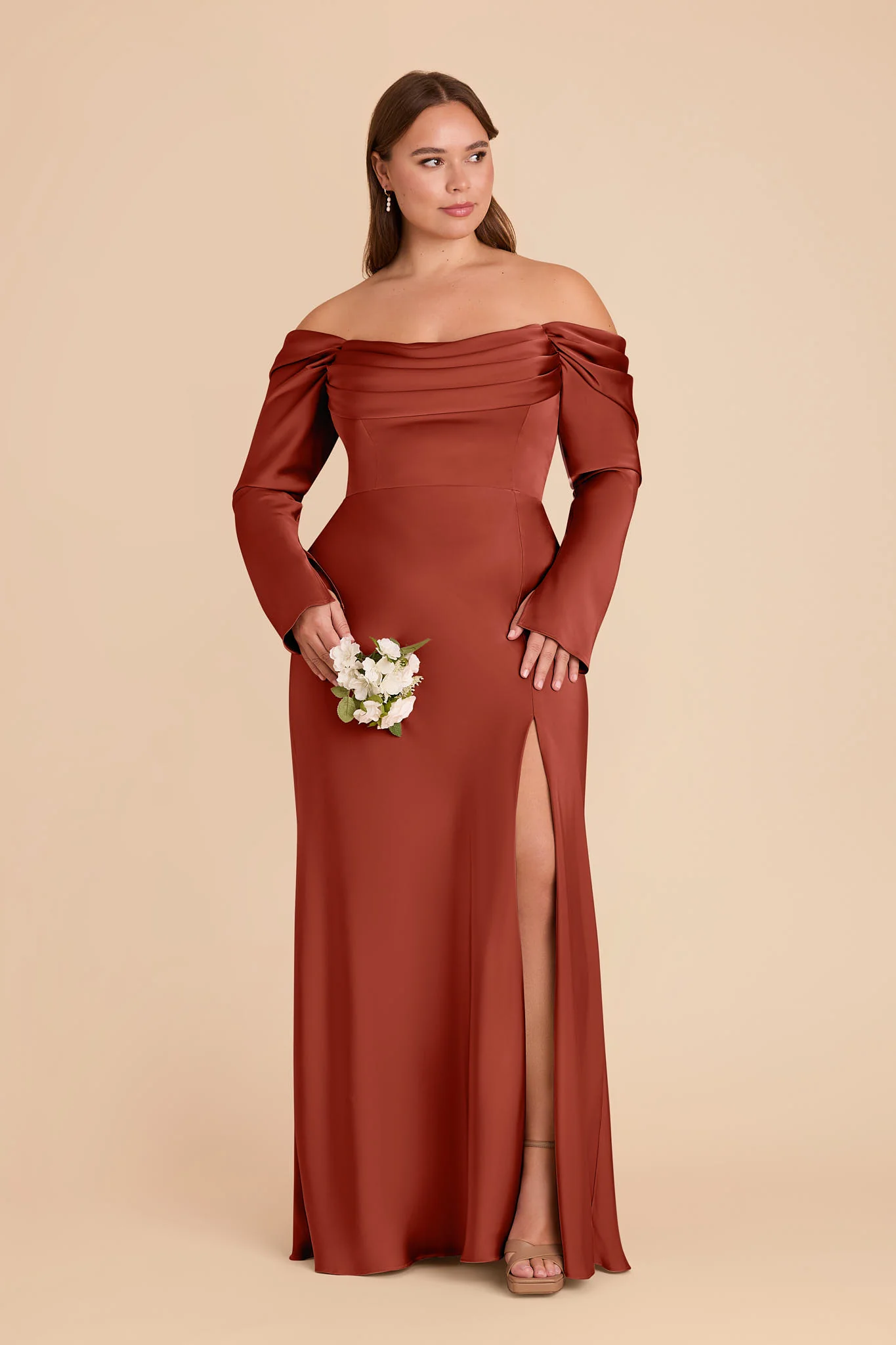 Maya Matte Satin Dress - Auburn - Image 5