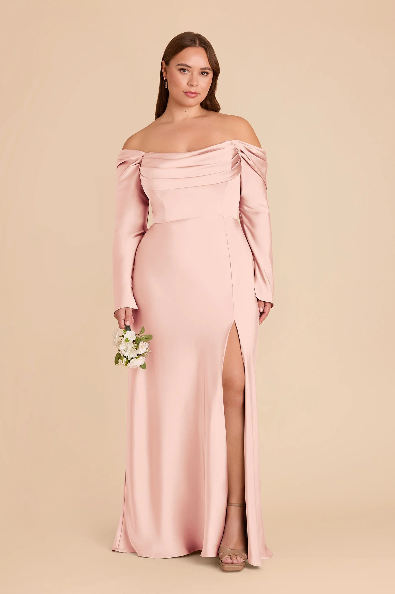 Maya Matte Satin Dress - Blush Pink - Image 2