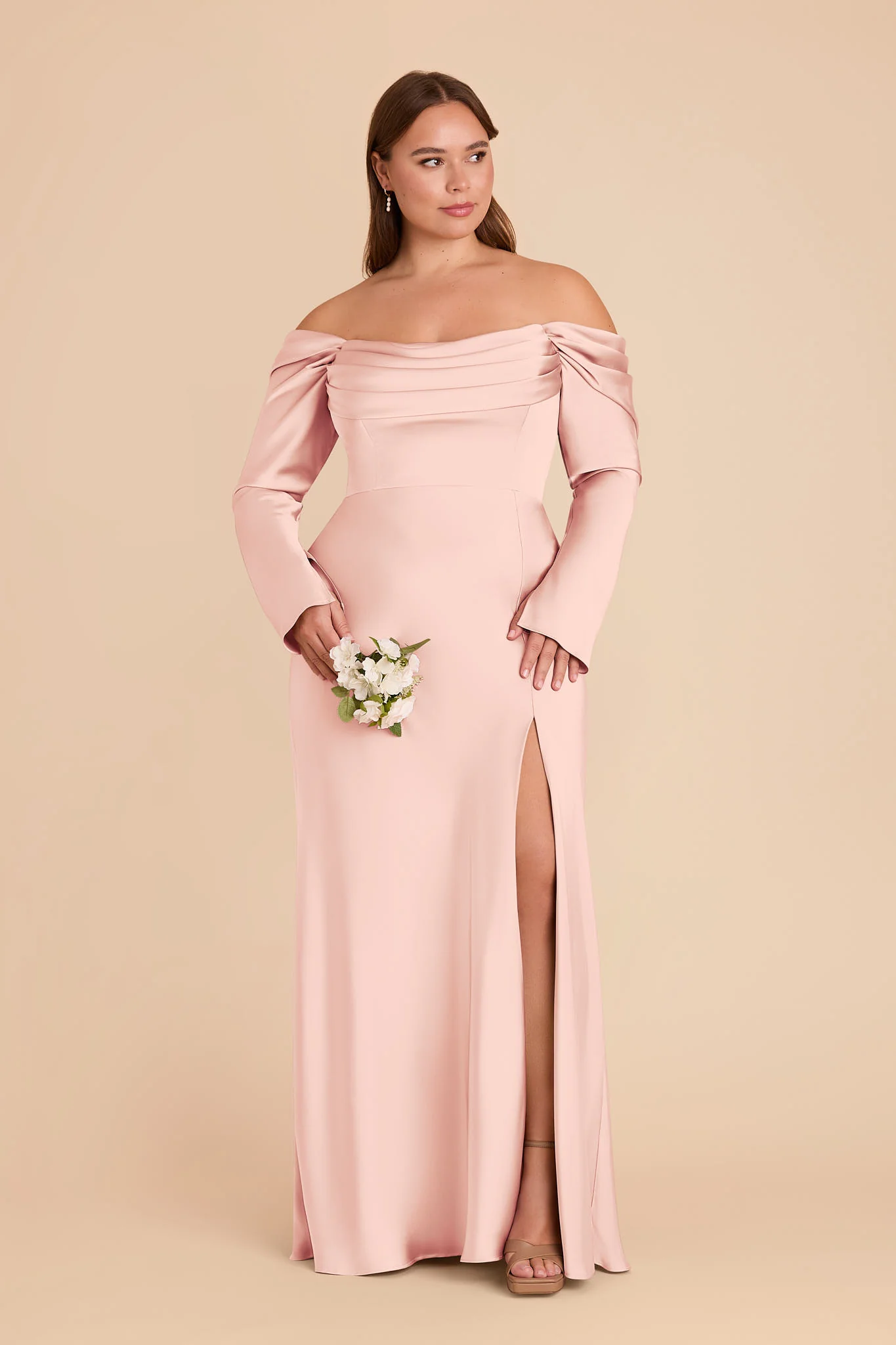Maya Matte Satin Dress - Blush Pink - Image 6