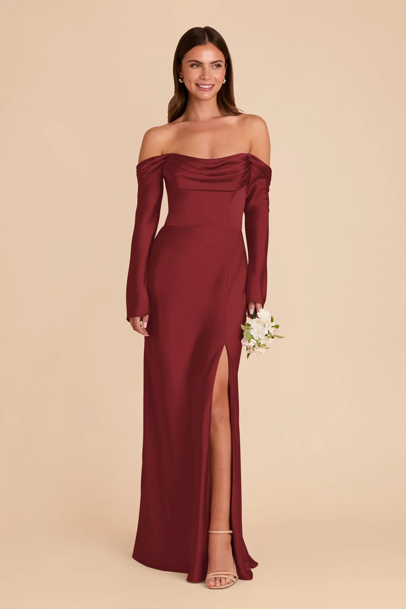 Maya Matte Satin Dress - Burgundy - Image 3
