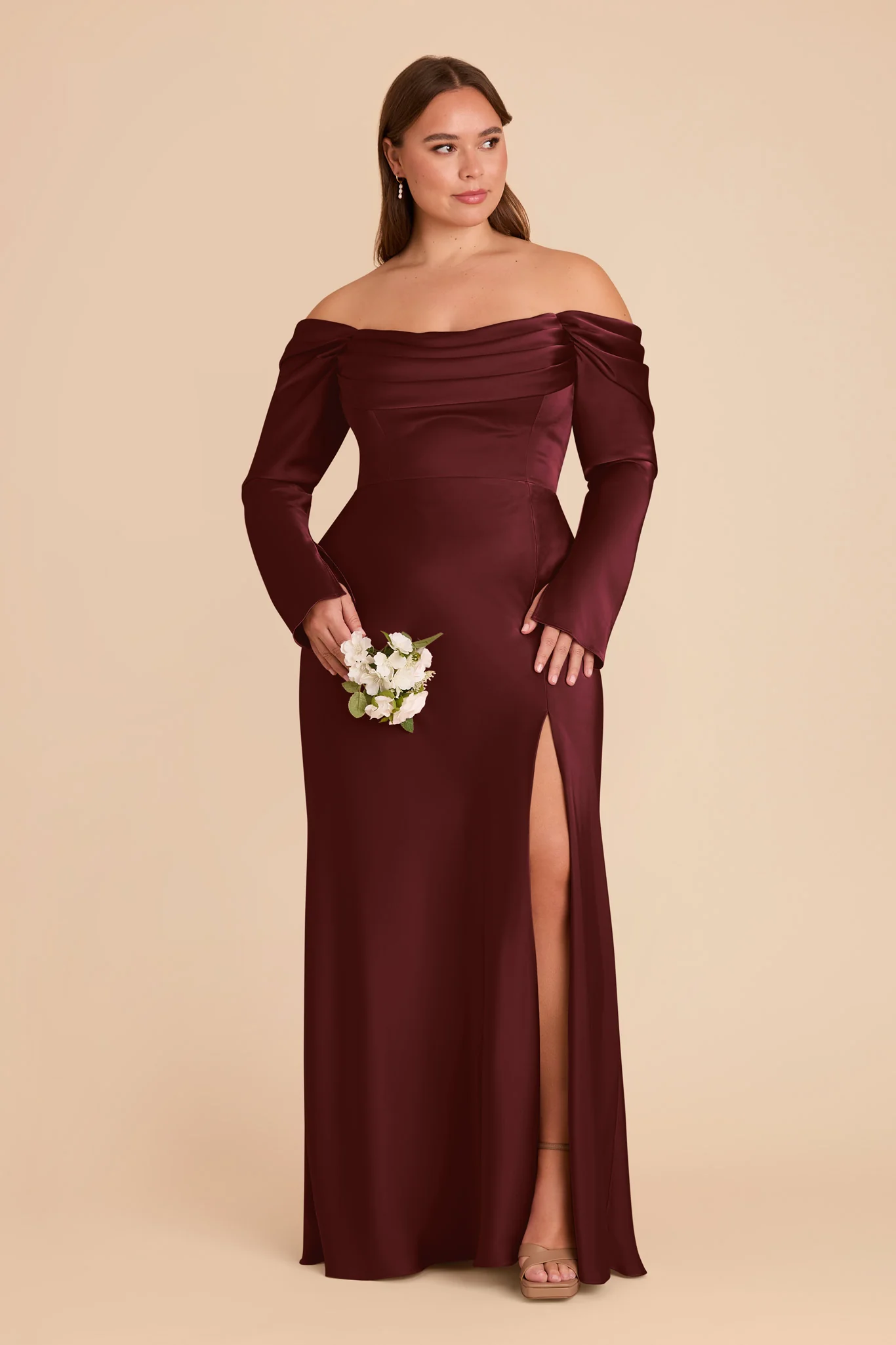Maya Matte Satin Dress - Cabernet - Image 7
