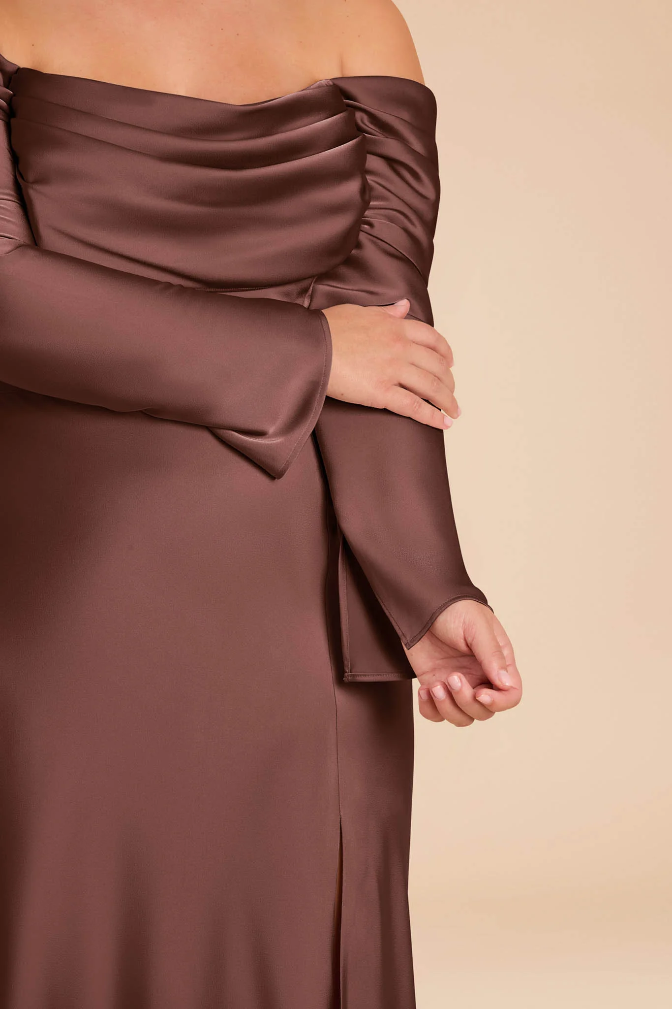 Maya Matte Satin Dress - Chocolate Brown - Image 10