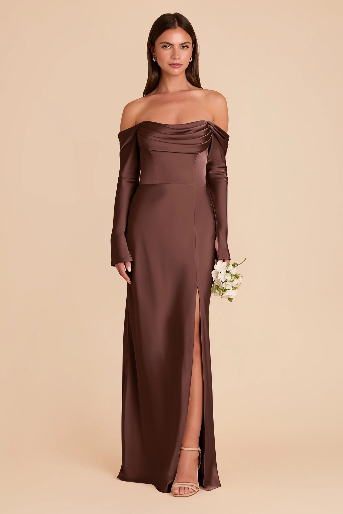 Maya Matte Satin Dress - Chocolate Brown - Image 3