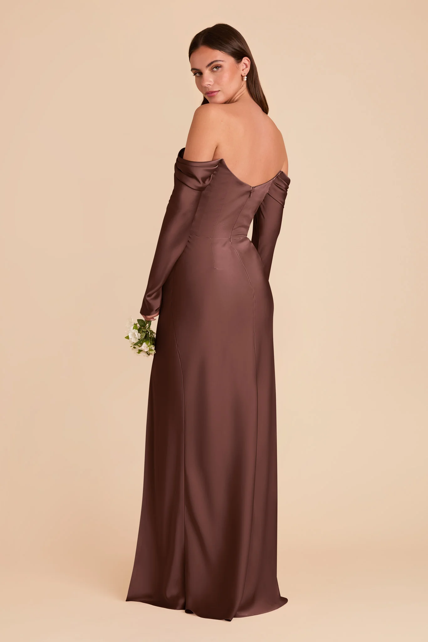 Maya Matte Satin Dress - Chocolate Brown - Image 4