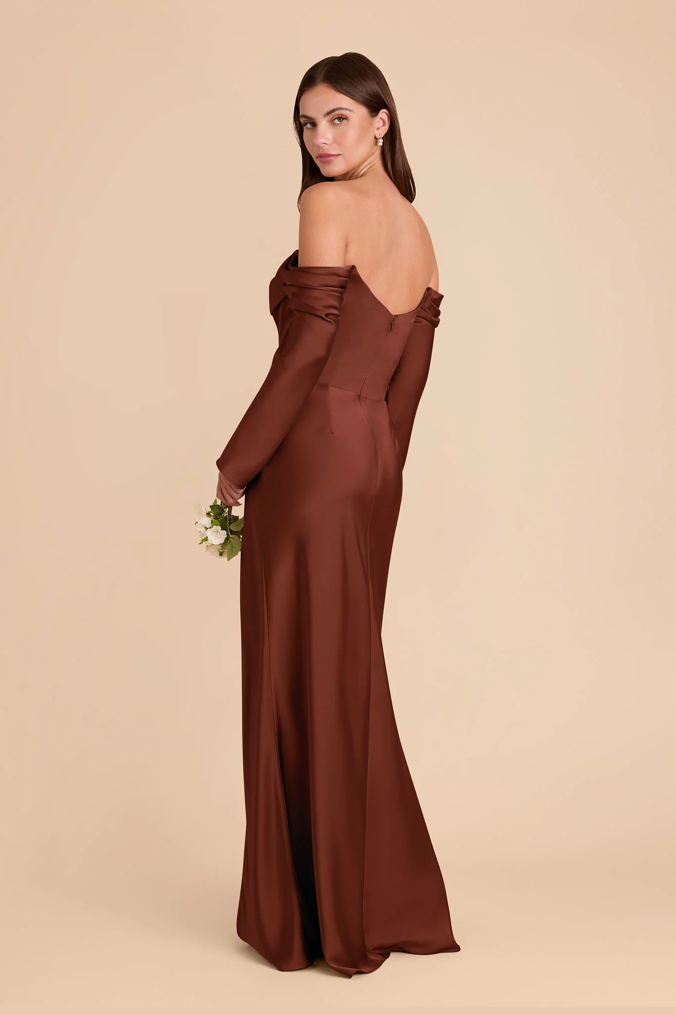 Maya Matte Satin Dress - Cognac - Image 3