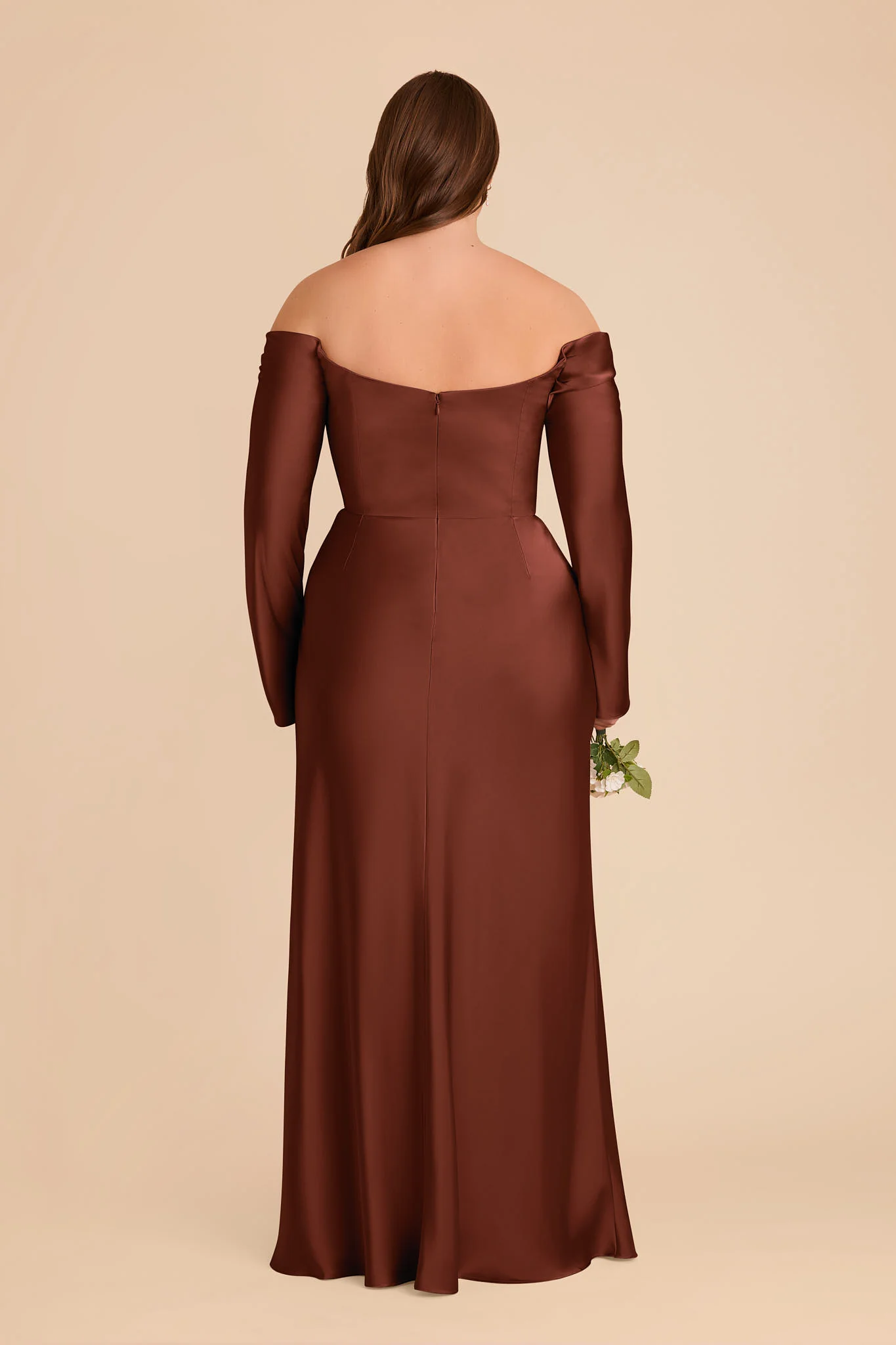 Maya Matte Satin Dress - Cognac - Image 7