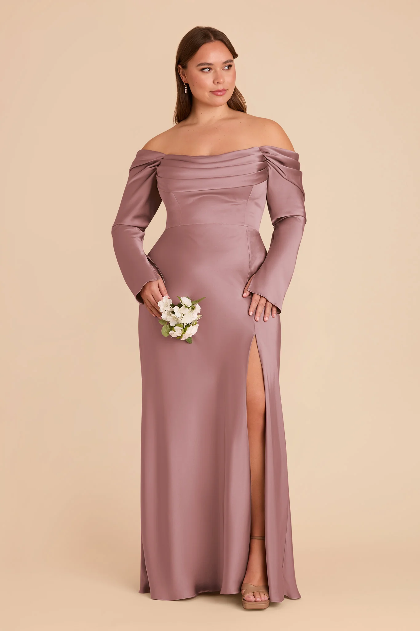 Maya Matte Satin Dress - Dark Mauve - Image 7