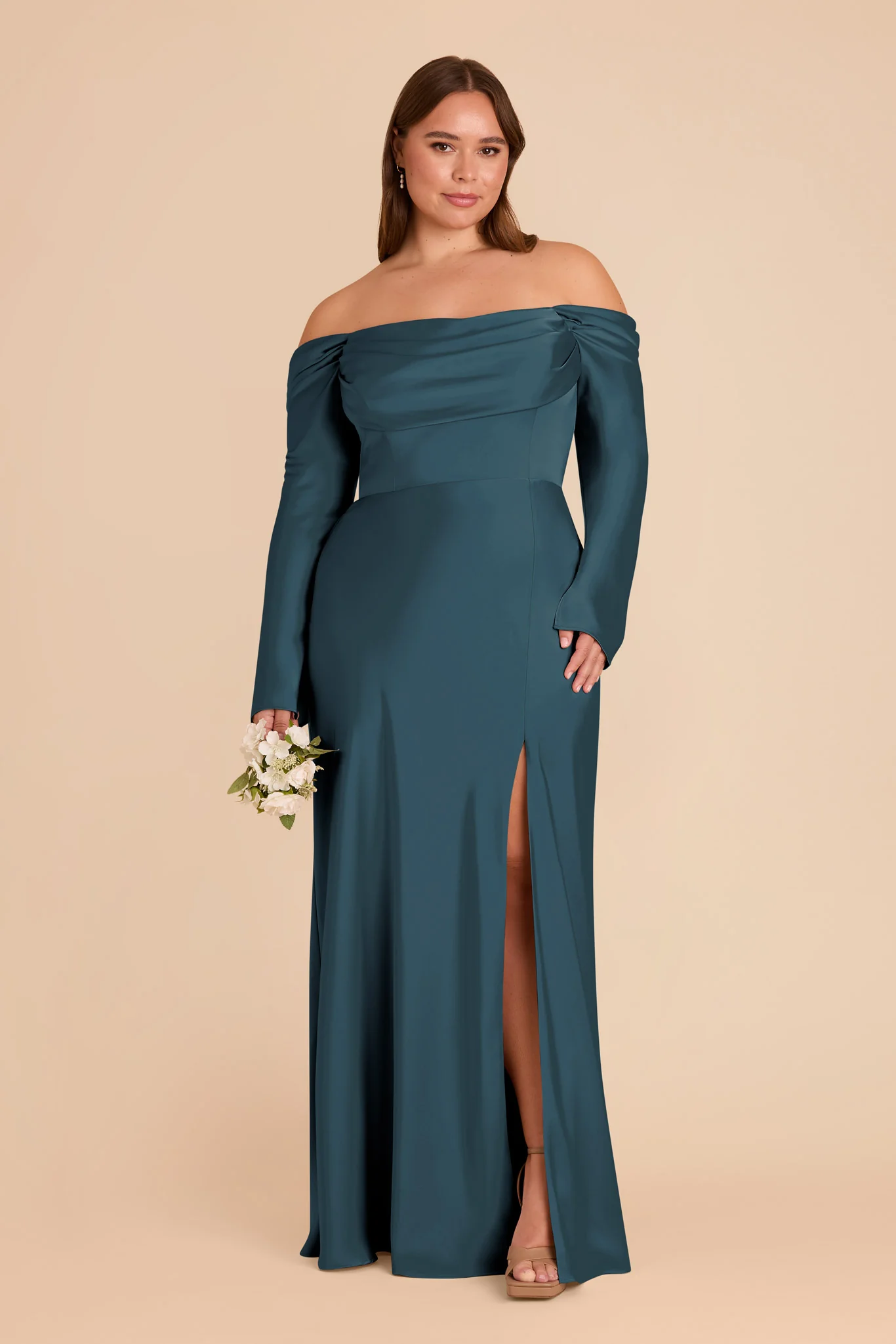 Maya Matte Satin Dress - Dark Teal - Image 2