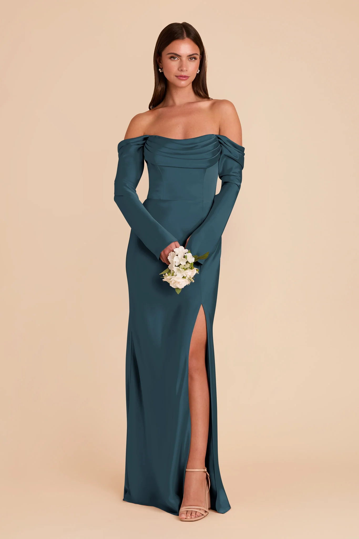 Maya Matte Satin Dress - Dark Teal - Image 3