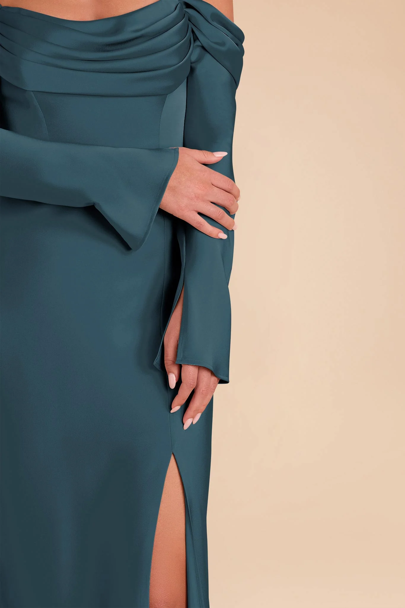 Maya Matte Satin Dress - Dark Teal - Image 4